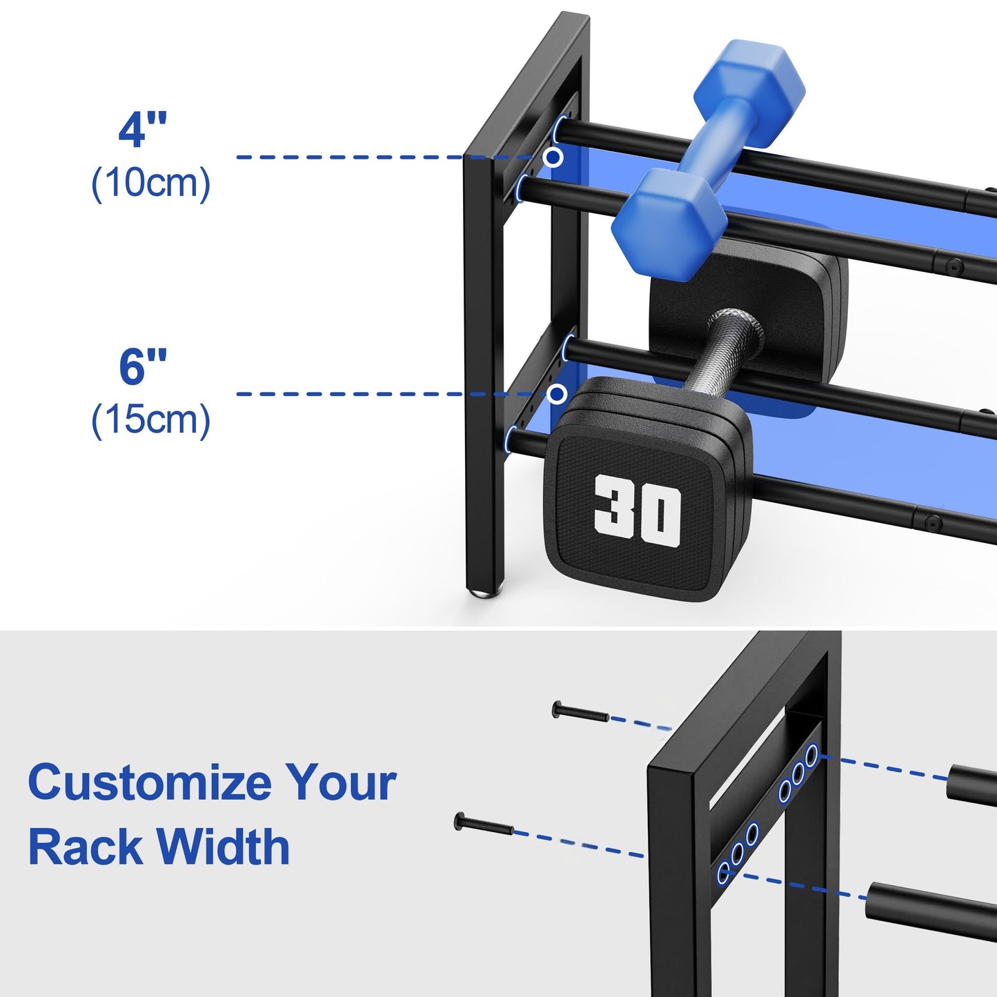 Dumbbell Rack 2-Tier 31 IN Length Adjustable Weight Rack For Home Gym Dumbbells Kettlebell (Rack Only)