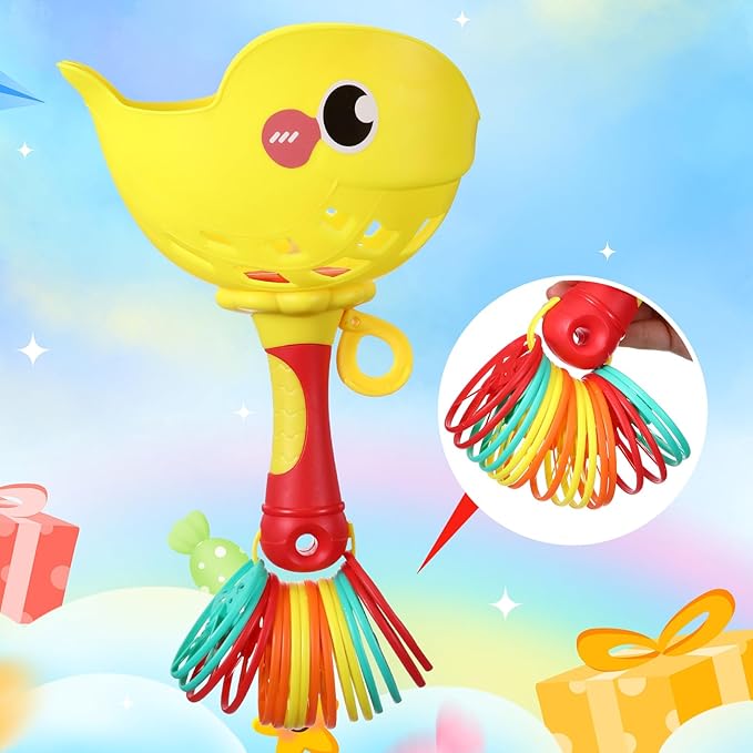 Set of 8 Flying Disc Launcher Toys Bulk Toys for Kids Include String Launchers & Discs Manual Capture Catching Game Flying Toy for Boy Girl Birthday Party Favors