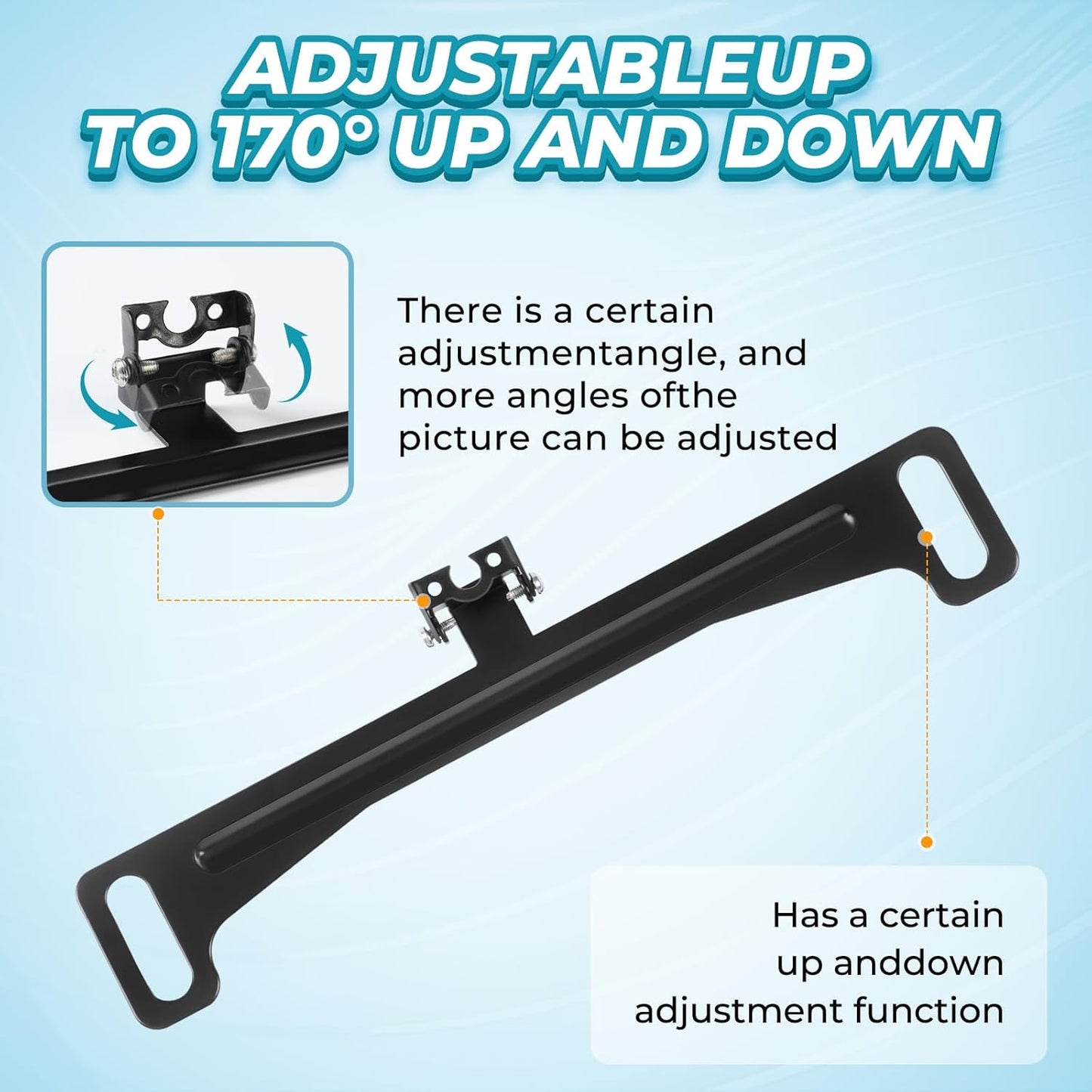 Snwoygr 170-Degree Universal Car Rear View Camera License Plate Bracket, Professional Full Stainless Steel Anti-Rust