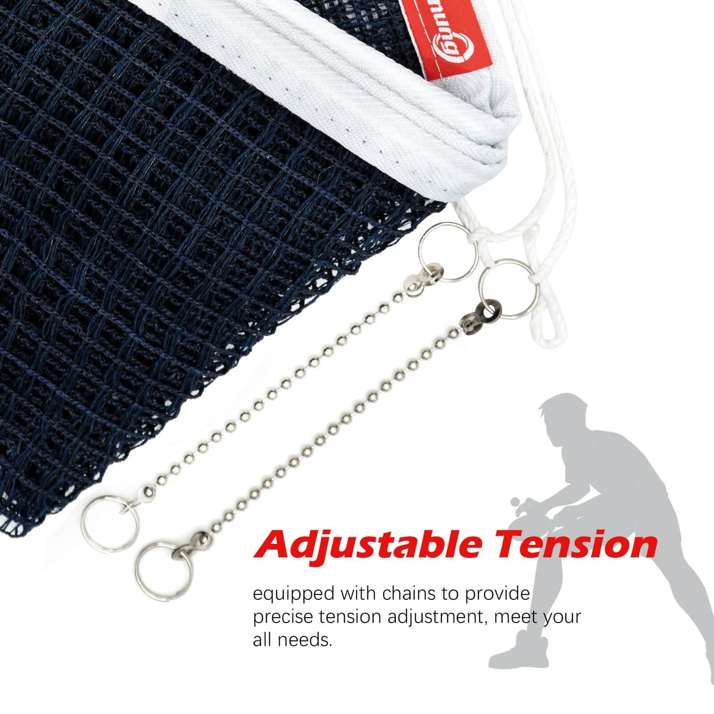 Sanung C-X1 Table Tennis Net Set, 2 Pieces Ping Pong Mesh Net with Chain for Indoor and Outdoor Training Competition Use, Easy to Set Up, Navy Blue