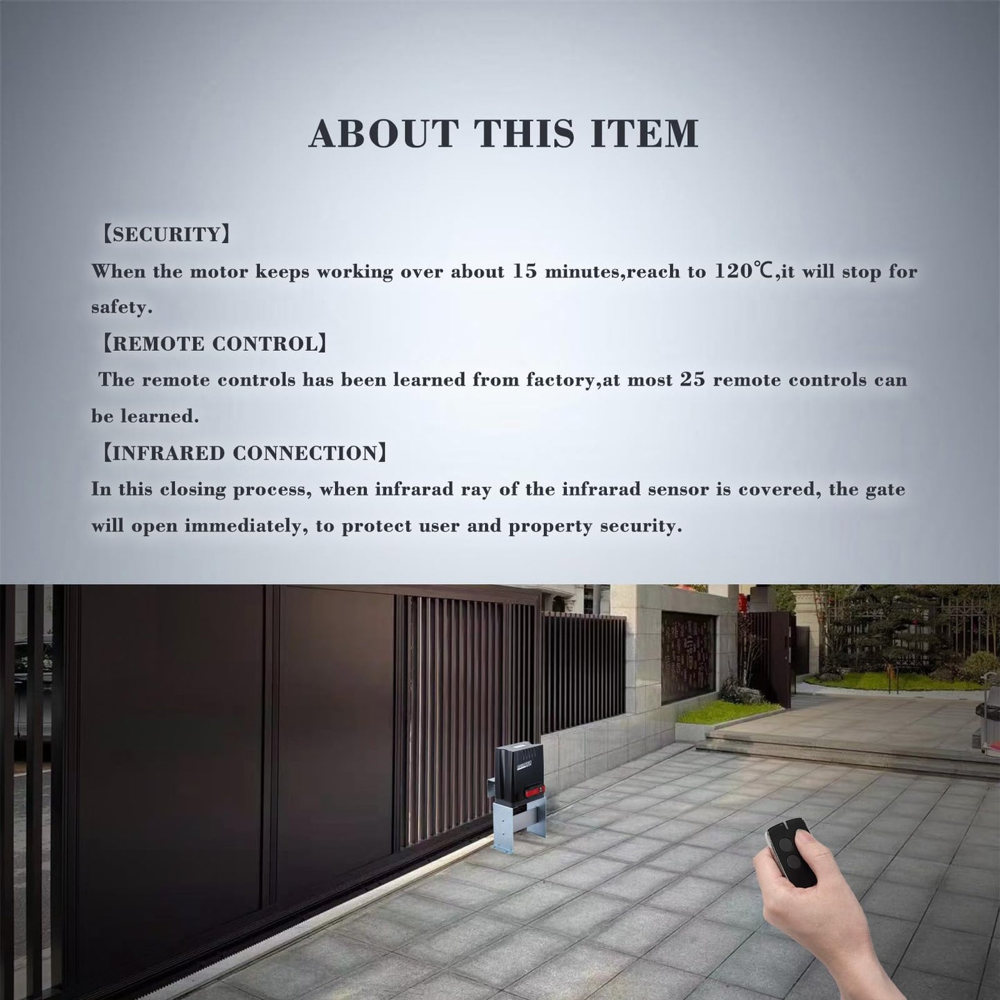 GateXpert Automatic Sliding Gate Opener with Remote Control Transmitters and Infrared Photocell Sensor - Chain Driveway Security Door Operator Kit (for 1350lb & 26ft Gate, AT1350)