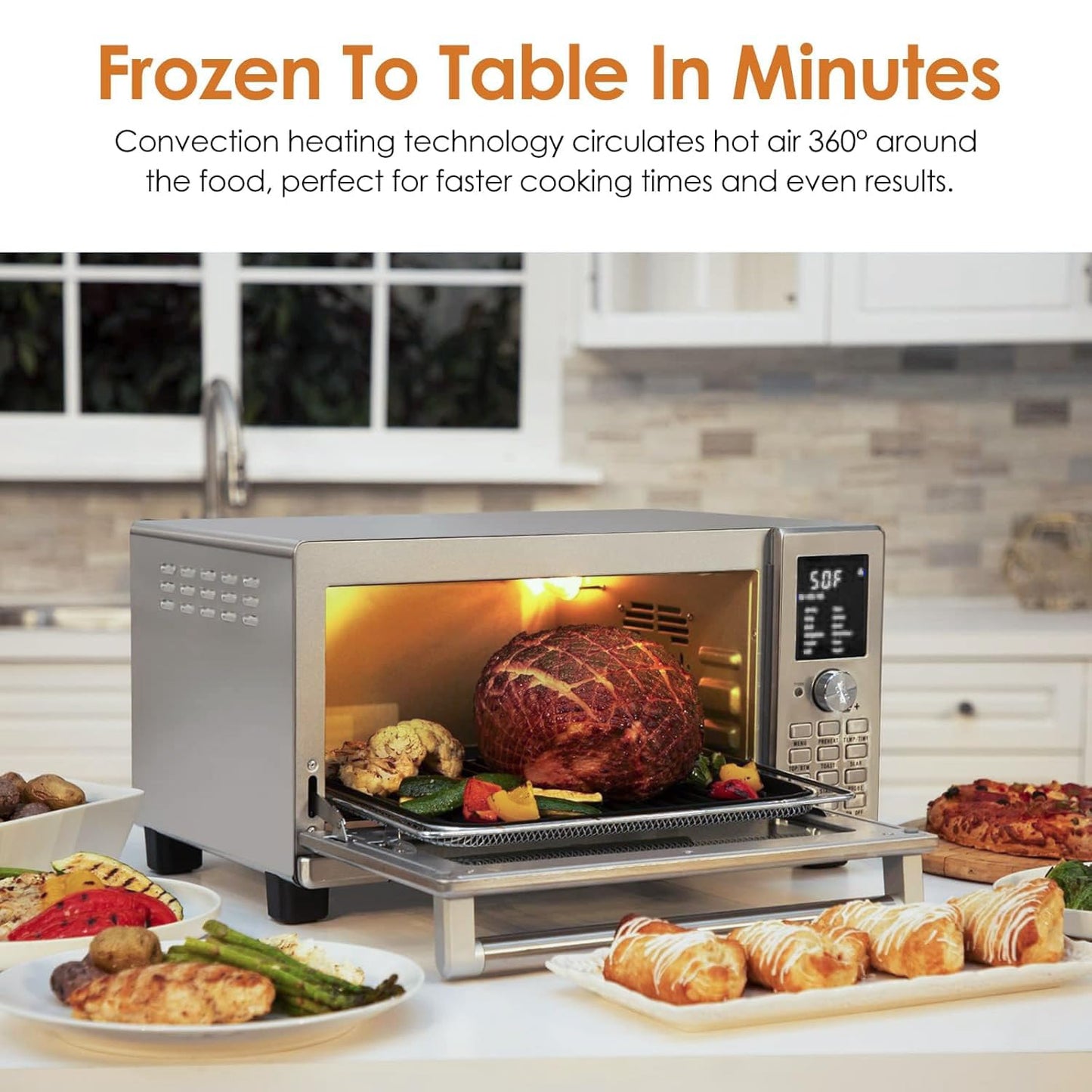 NUWAVE Bravo XL Air Fryer Convection Toaster Oven Countertop, 112-in-1 Smart Grill Combo with Original Flavors & Marks, Adjustable Heating Zones for Pizza, Roast, Bake, 50-500°F, Stainless Steel, 30QT