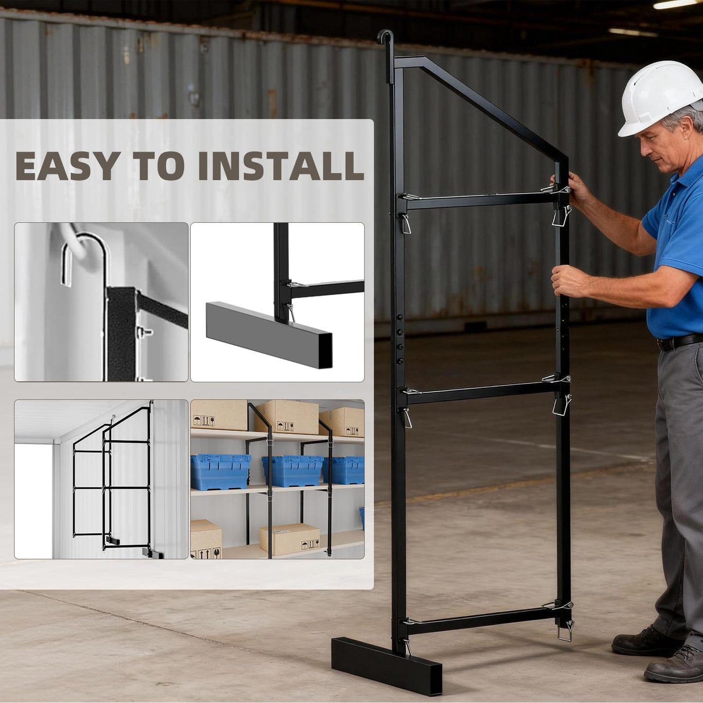 Shipping Container Shelves Shelving Brackets, Heavy-Duty 3-Tier Shelf Bracket 19"(D) x 52"(H) Universal Storage Racks for Cargo Containers--4 Packs