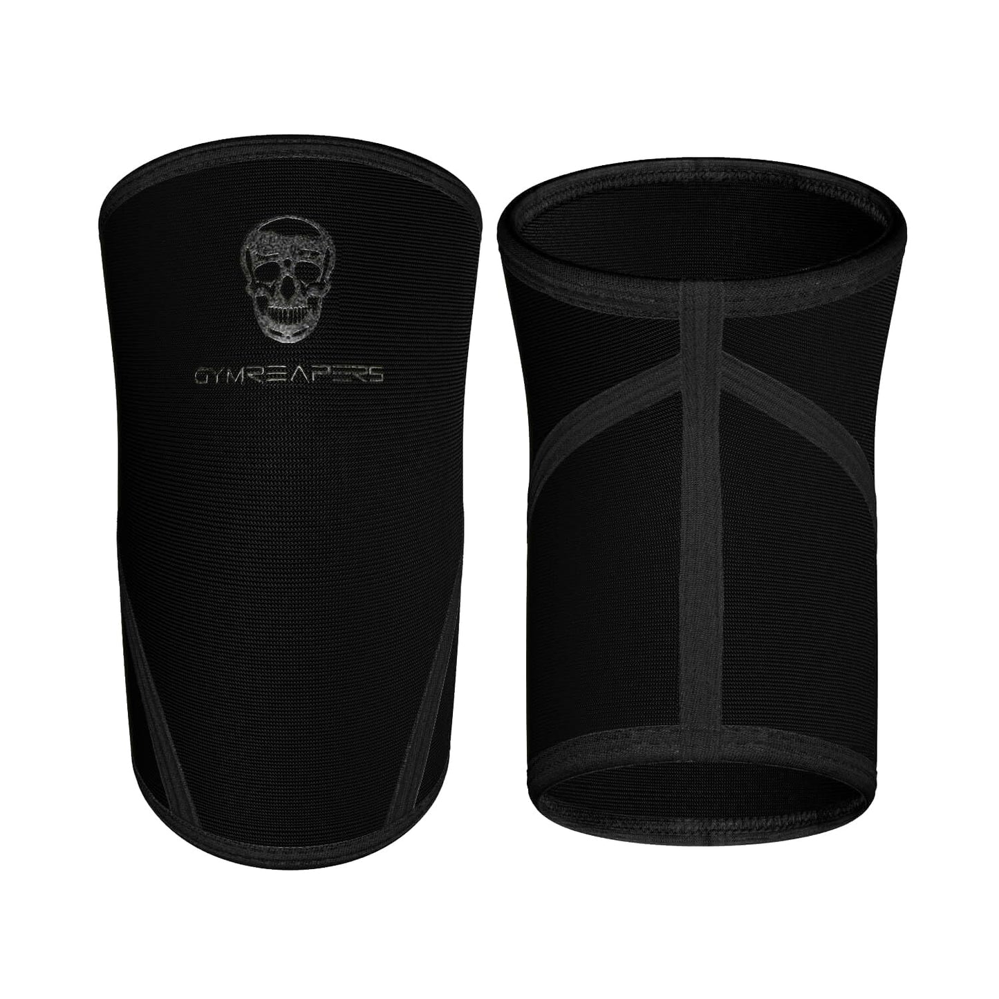 Gymreapers Knee Sleeves (1 Pair) with Gym Bag - IPF Approved - Support Compression Brace for Squats, Fitness, Weightlifting, Cross Training, Powerlifting - 7MM Neoprene Sleeves - For Men & Women (Black/Black, Medium)