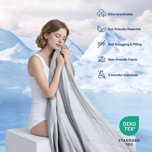 Cooling Comforter King Size, 2PCS Reversible Cooling Blanket for Hot Sleepers and Night Sweats, Cool Blanket with Mattress Pad for Summer, Breathable & Lightweight Comforter for All Season (106"x90")