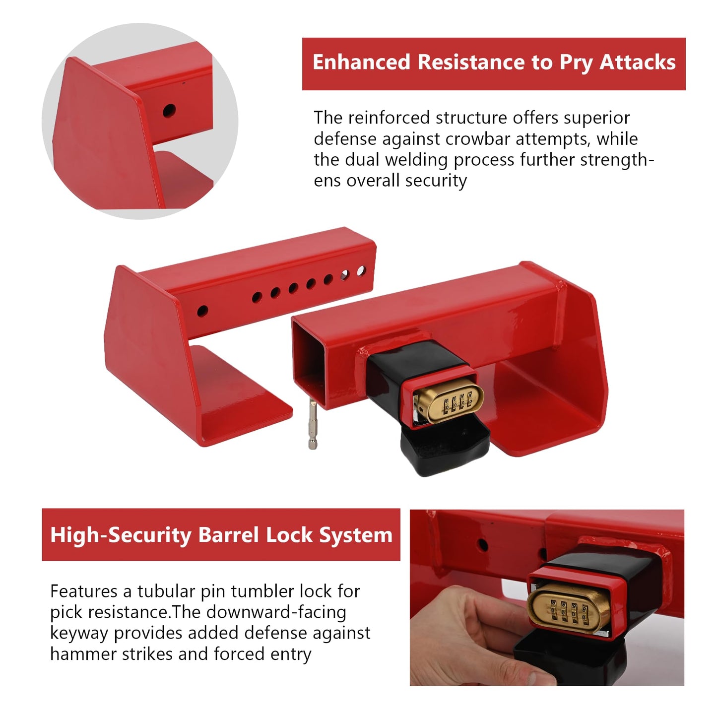 Equipment Lock Shipping Container Lock – Heavy Duty Cargo Door Security Locks for Trucks, Semi Trailers & Vans, Storage Units, Powder-Coated Steel, Anti-Theft, Fits Vertical Bars 9-3/4” to 16” Apart