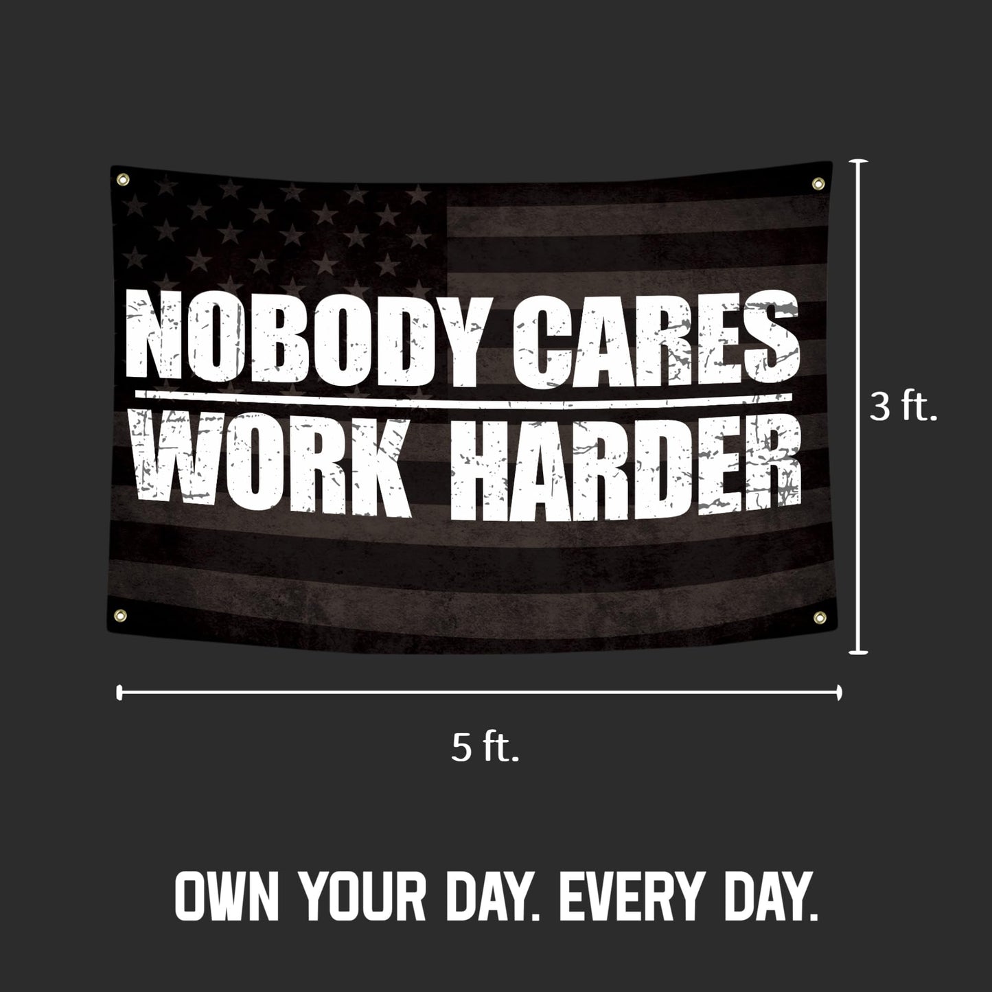Lyeedoom NOBODY CARES WORK HARDER Motivational Gym Banner - Fitness Wall Art for Home Gym & Office - Workout Encouragement Tapestry with Inspirational Quote for Exercise Room and Dorm Decor