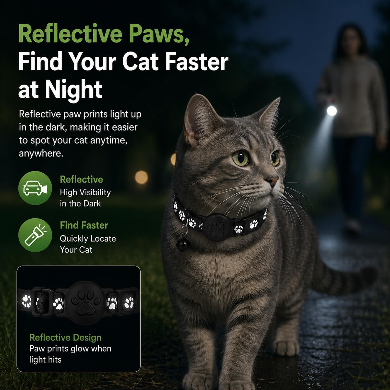 JNLIK Pet Tracker,GPS Collar for Cats (Android Only) Smart tag,Waterproof Compatible with Google Find My,No Monthly