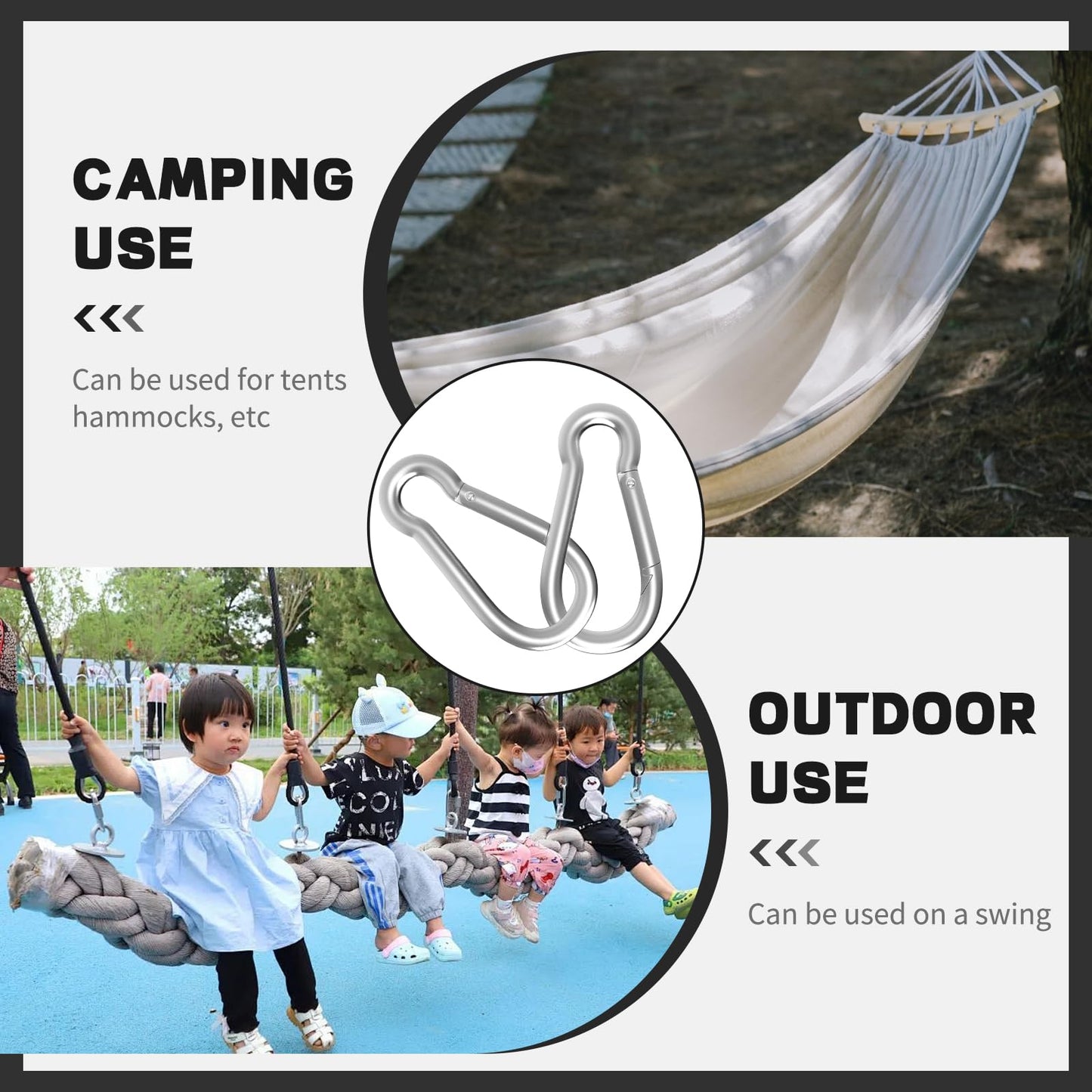 High-PQ Carabiner, Heavy Duty Galvanized Steel Spring Snap Hook Carabiner Clips with 220LBS Holding Capacity, Ideal for Outdoor, Hammock, Swing and Travel (M5 2Inch, 50PCS)