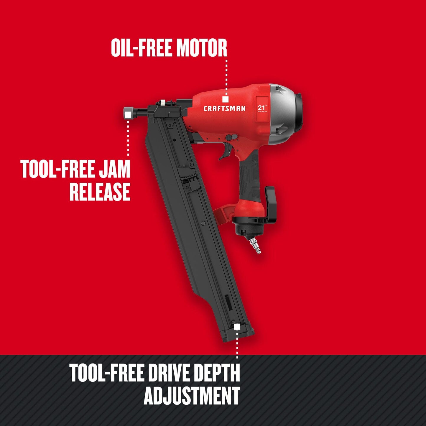 CRAFTSMAN Framing Nail Gun, 2 to 3-1/2", 21° Plastic (CMP21PL)