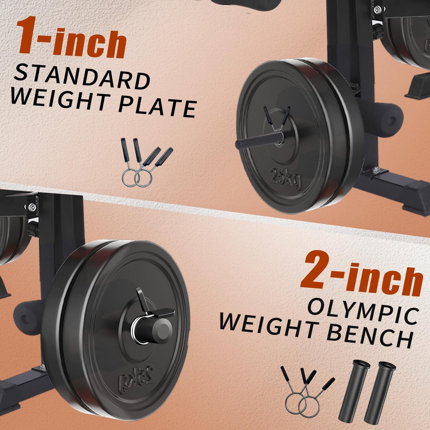 MAIDOMA Weight Bench Set with Leg Extension and Leg Curl, Adjustable Bench Press Set with Squat Rack, Foldable Flat Incline Decline Workout Bench for Home Gym Full Body(US Stock) (Red)