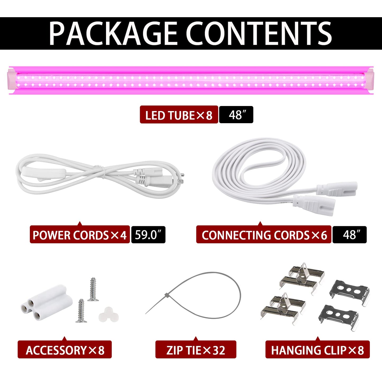 VShape 8 Pack LED Grow Light 4FT, Upgrade 336W(8×42W) High Intensity Full Spectrum Indoor Grow Lights with High PPFD Value, T8 Grow Lights for Indoor Plants, Seed Starting, Succulent, Vegetables