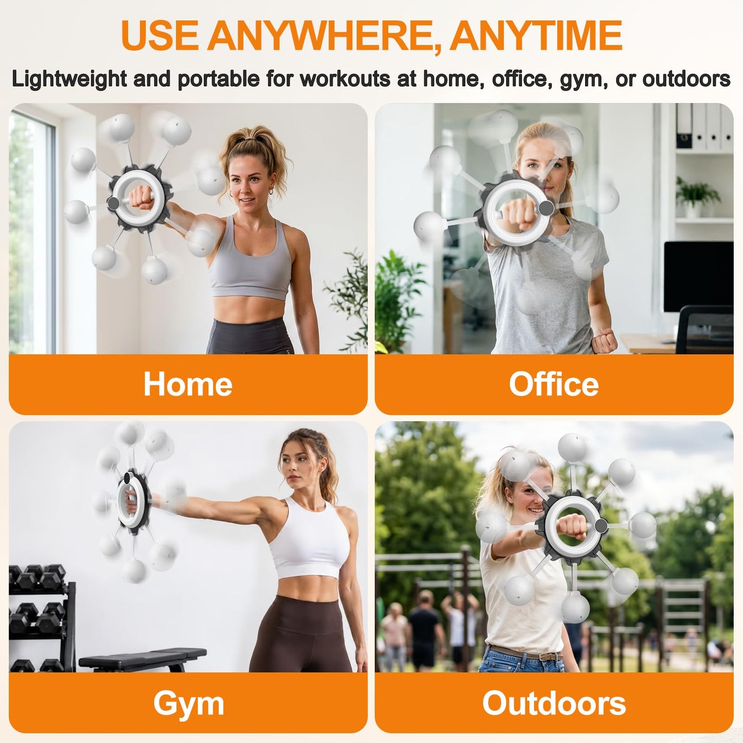 Infinity Hoop for Arms 360° Hand-Crank Arm Hoops for Exercise,Forearm, Chest, Shoulder and Arm Muscle Training Fitness Equipment, Flabby Arm Exerciser for Home & Gym Workouts for Men and Women,White