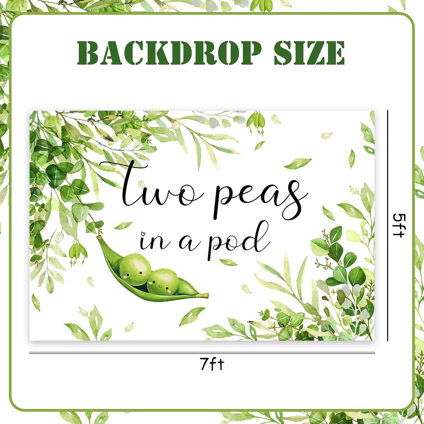 Diartpaint 7x5ft Twin Baby Shower Decorations Two Peas in A Pod Backdrop Greenery Twins Gender Reveal Decors Backdrop
