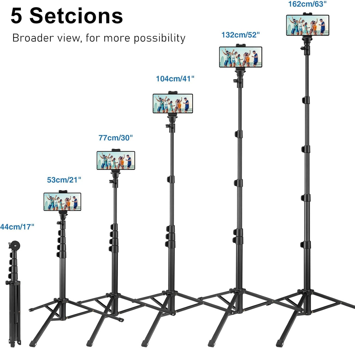 CAMOLO RIG 63" Tripod for Phone,Selfie Stick with Wireless Remote, Extendable Cell Phone Stand & Phone Holder, Solidest