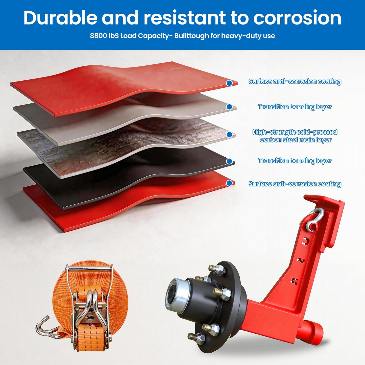 2 Sets of Container Wheel 6-Ear Wheel Kits, Heavy-Duty Container axles and Heavy-Duty Ratchet Bundles for Moving 20-Foot - 40-Foot containers, Container Accessories