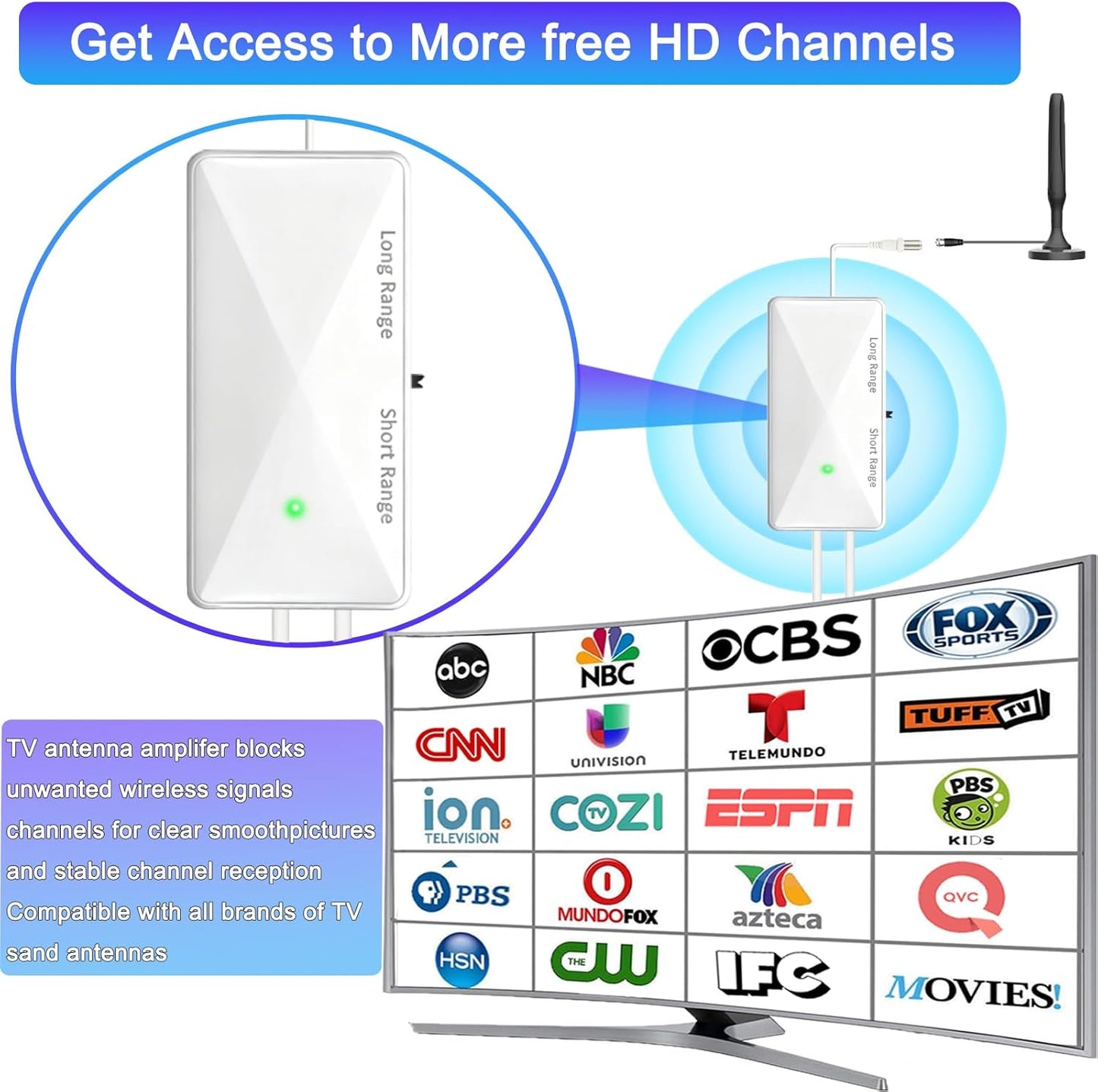 CSUXYD 25DB 2026 (WHITE1) TV Antenna Amplifier Signal Booster, High Gain Powerful Antenna Booster for TV Antennas