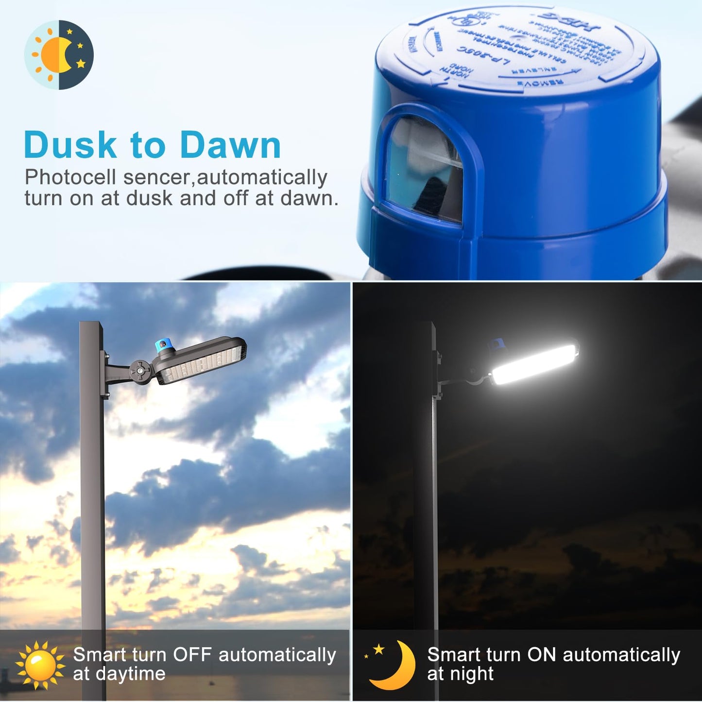 Lightdot 240W LED Parking Lot Lights Outdoor(60000LM Eqv 1000W HPS) 5000K Parking Lot Light Commercial, AC100-277V IP65 Led Pole Light Arm Mount with Photocell for Driveway Street Garage Yard-5Pack