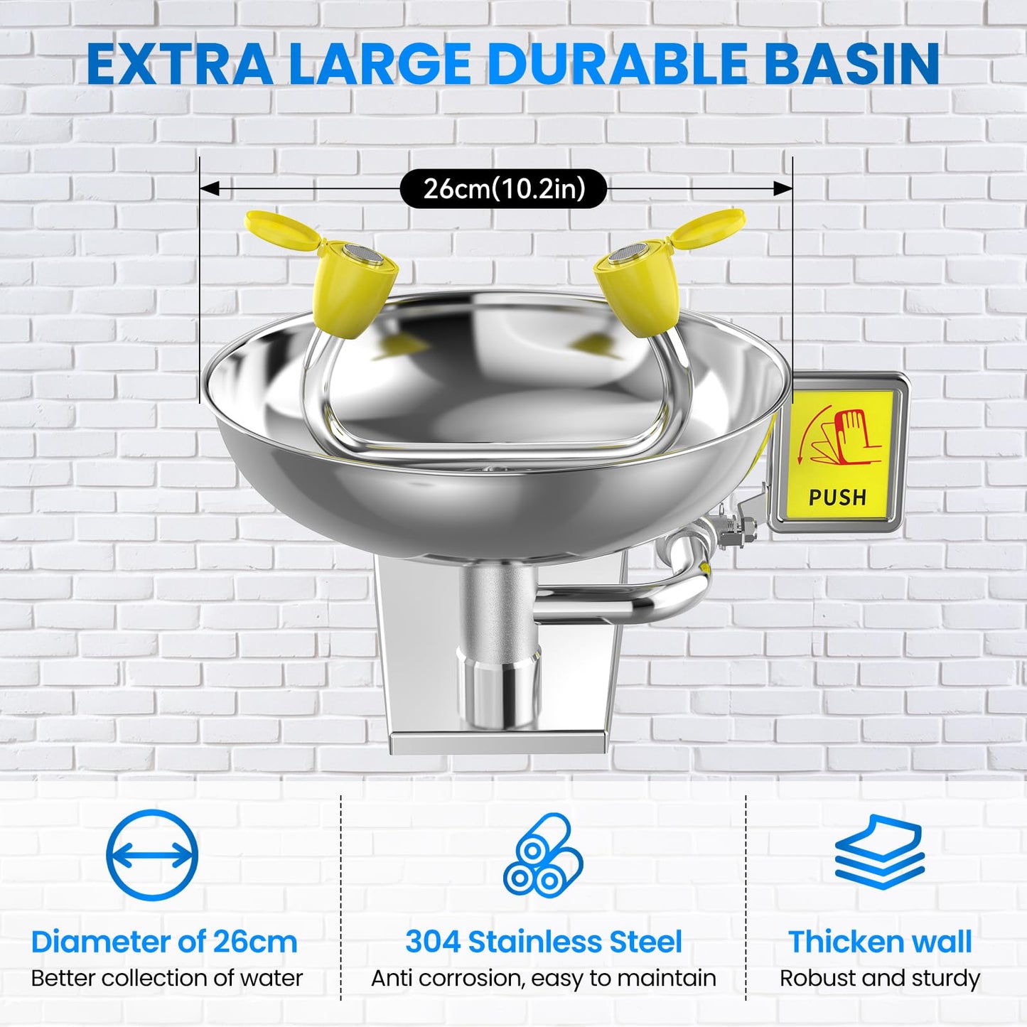 Crystmetal 2Kits Eye Wash Station, Wall-Mounted Emergency, Portable First Aid Eyewash Station Eye Irrigation Sign, 304 Stainless Steel OSHA Apporoved