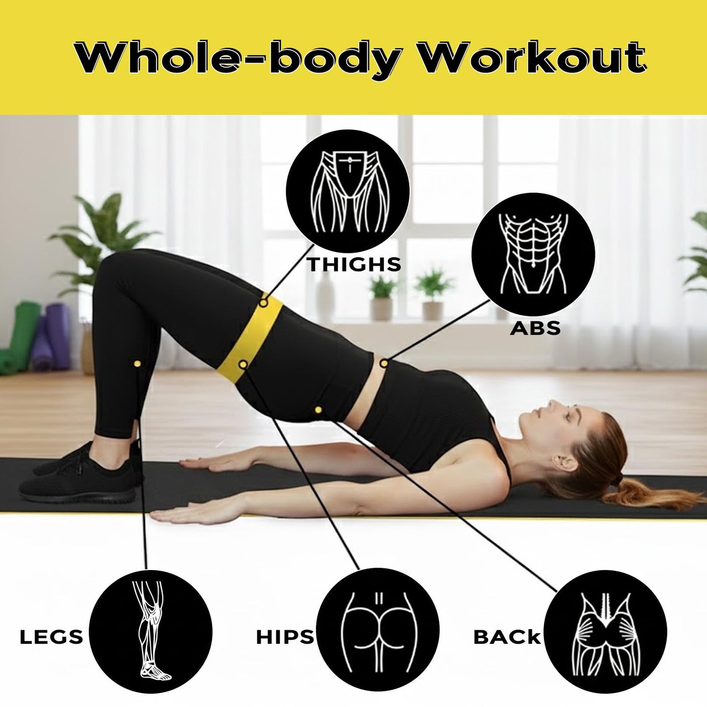 Cioroper Resistance Bands for Working Out Exercise Loop Bands Workout Bands Set for Men Women Body Stretching, Pilates Yoga Physical Therapy, Leg Glute Arm Exercise Kit, Set of 5