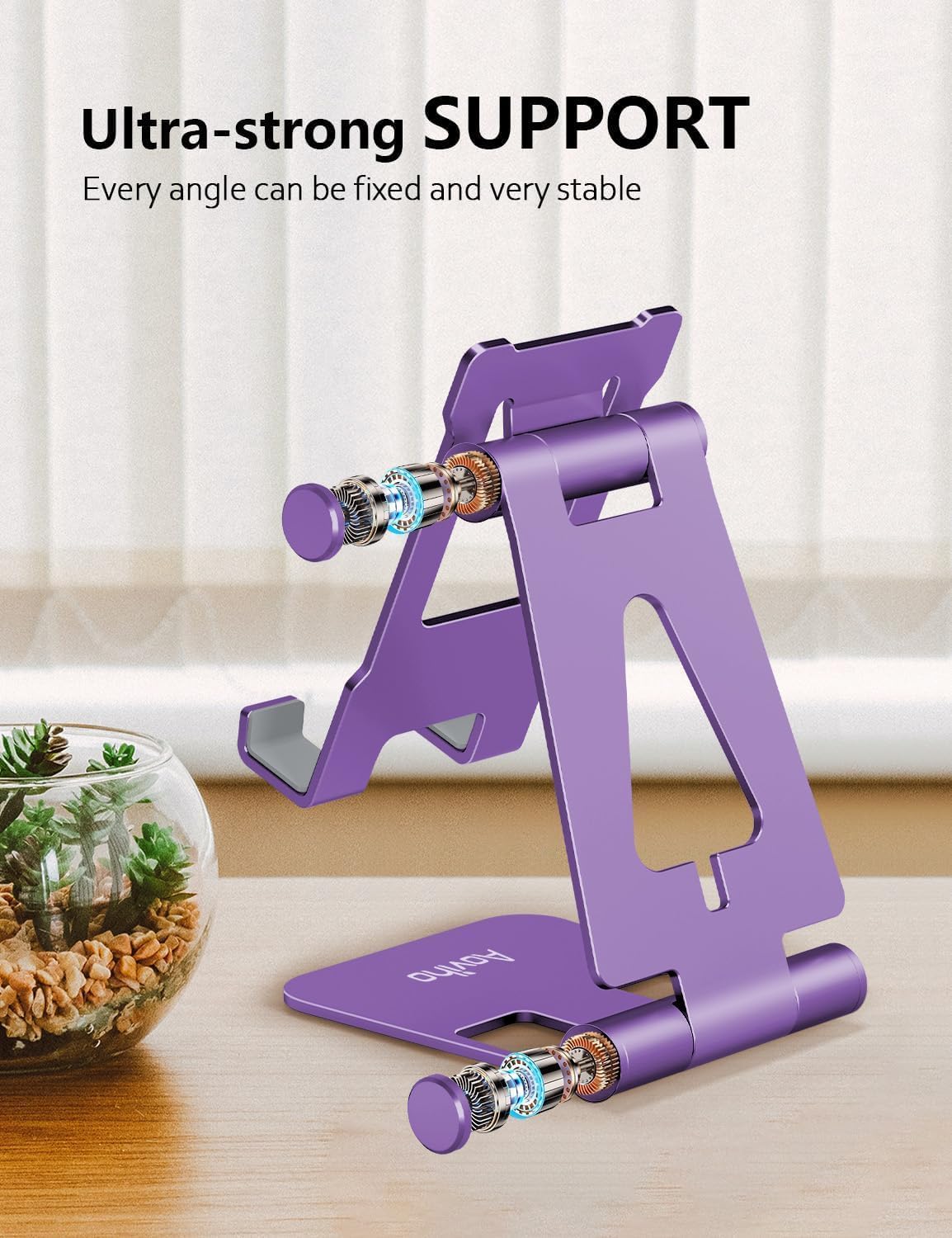 Aoviho 15 14 13 12 11 8 7 6 5 5s Cell Phone Stand for Desk, Adjustable Desktop Phone Holder Stand, Foldable Moblie