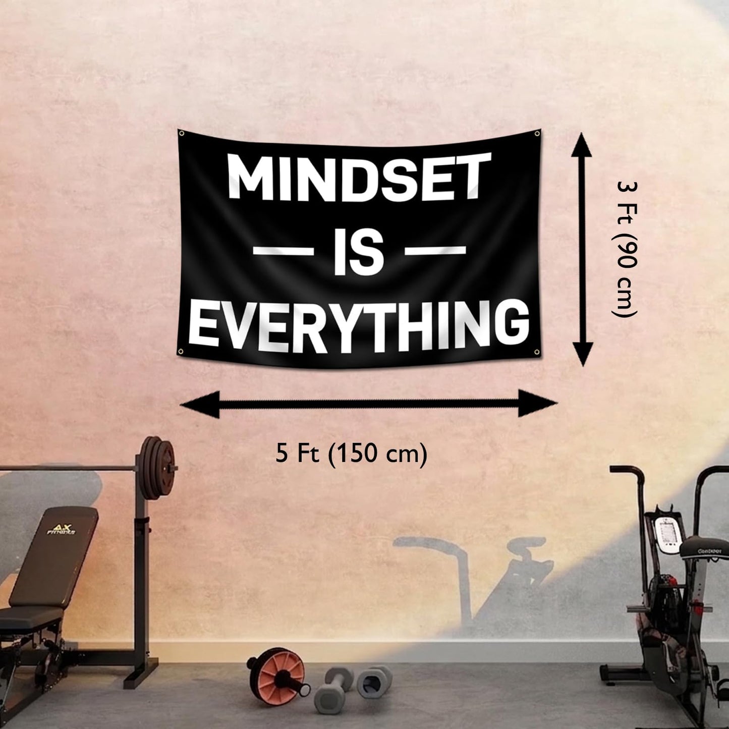 Mindset is Everything Flag 3x5 Feet Motivational Fitness Inspirational Flag For Home Gym Wall Decor College Dorm Room Bedroom Office Sign