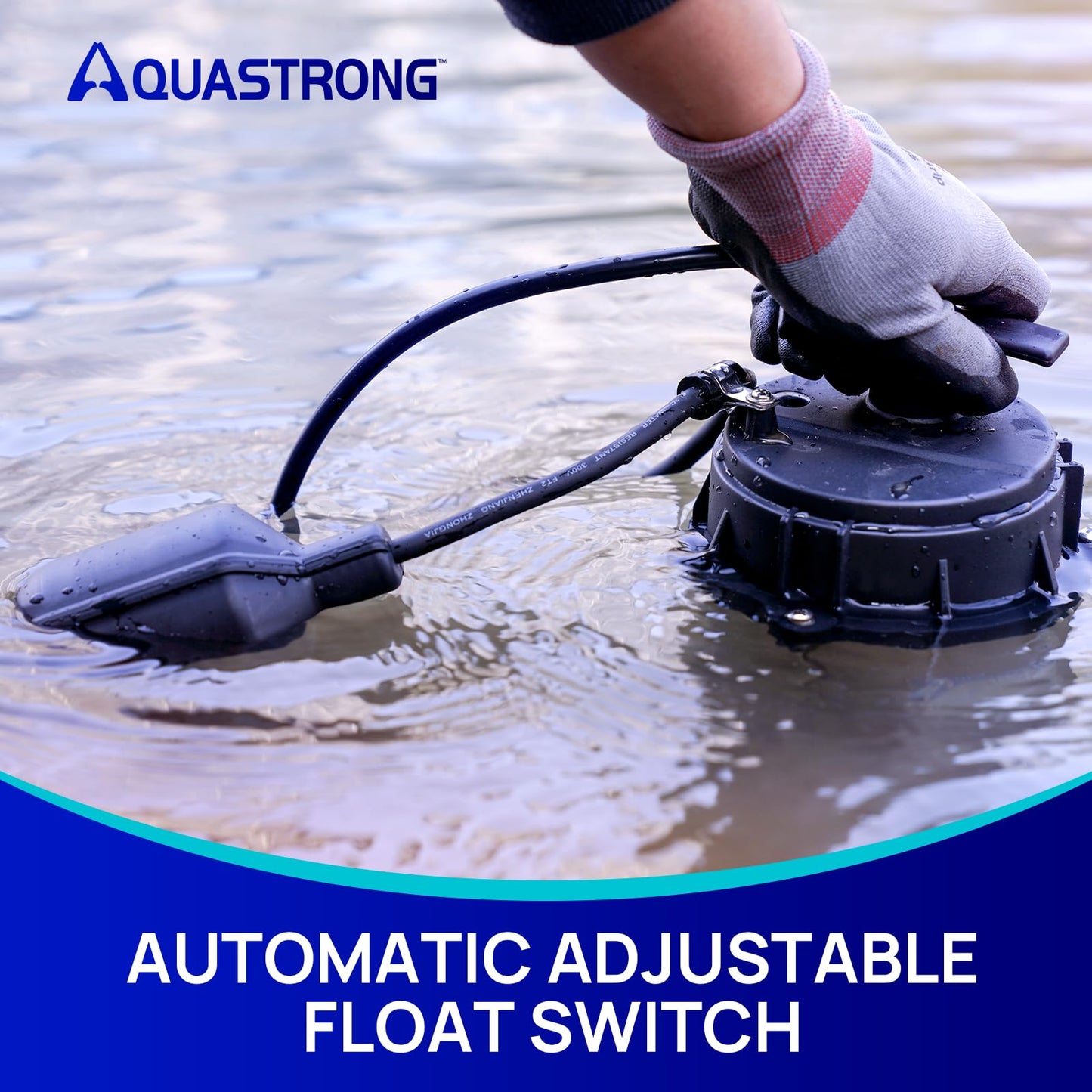 AQUASTRONG 3/4 HP Sump Pump, 4200 GPH Stainless Steel and Thermoplastic Submersible Water Pump, Automatic Float Switch with Piggy-back Plug,1-1/2" NPT Discharge Subpumps for Basement and Flooding Area