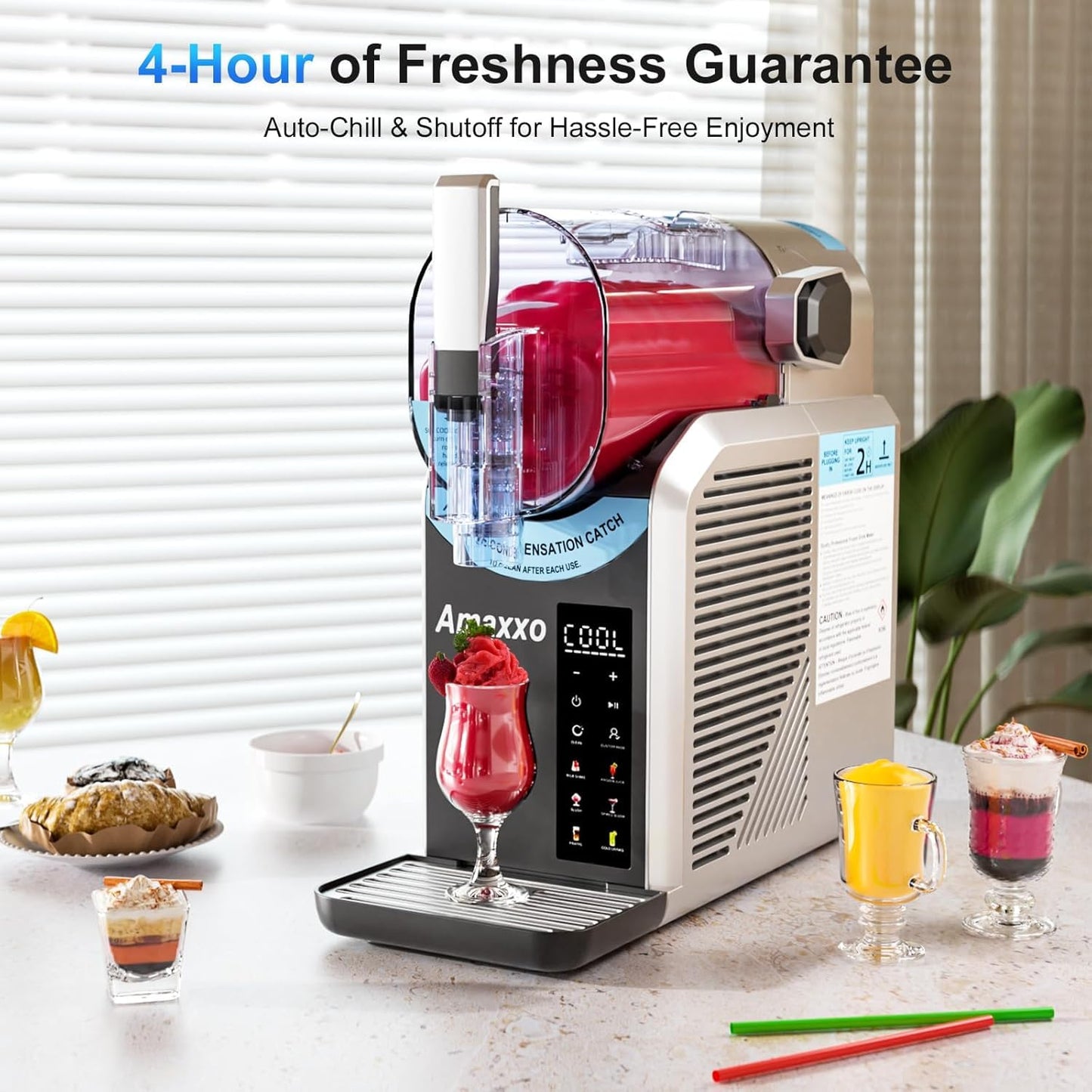Slushie Machine for Home 15-60Mins - 88oz Slushy Machine Maker No Ice Needed Self Cleaning, Frozen Drink Machine, 7 Preset Programs for Margarita, Frappés, Milkshakes, Soda, Fruit Juice Slushies