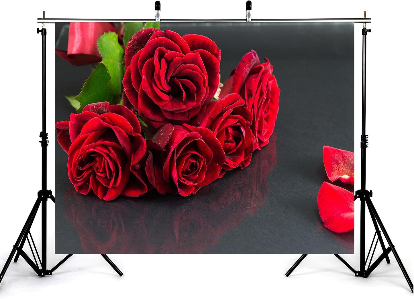 KeyWork 6x6ft Red Rose Bouquet Backdrop Fresh Bloom Petal Photography Background for Valentine's Day Gift Party