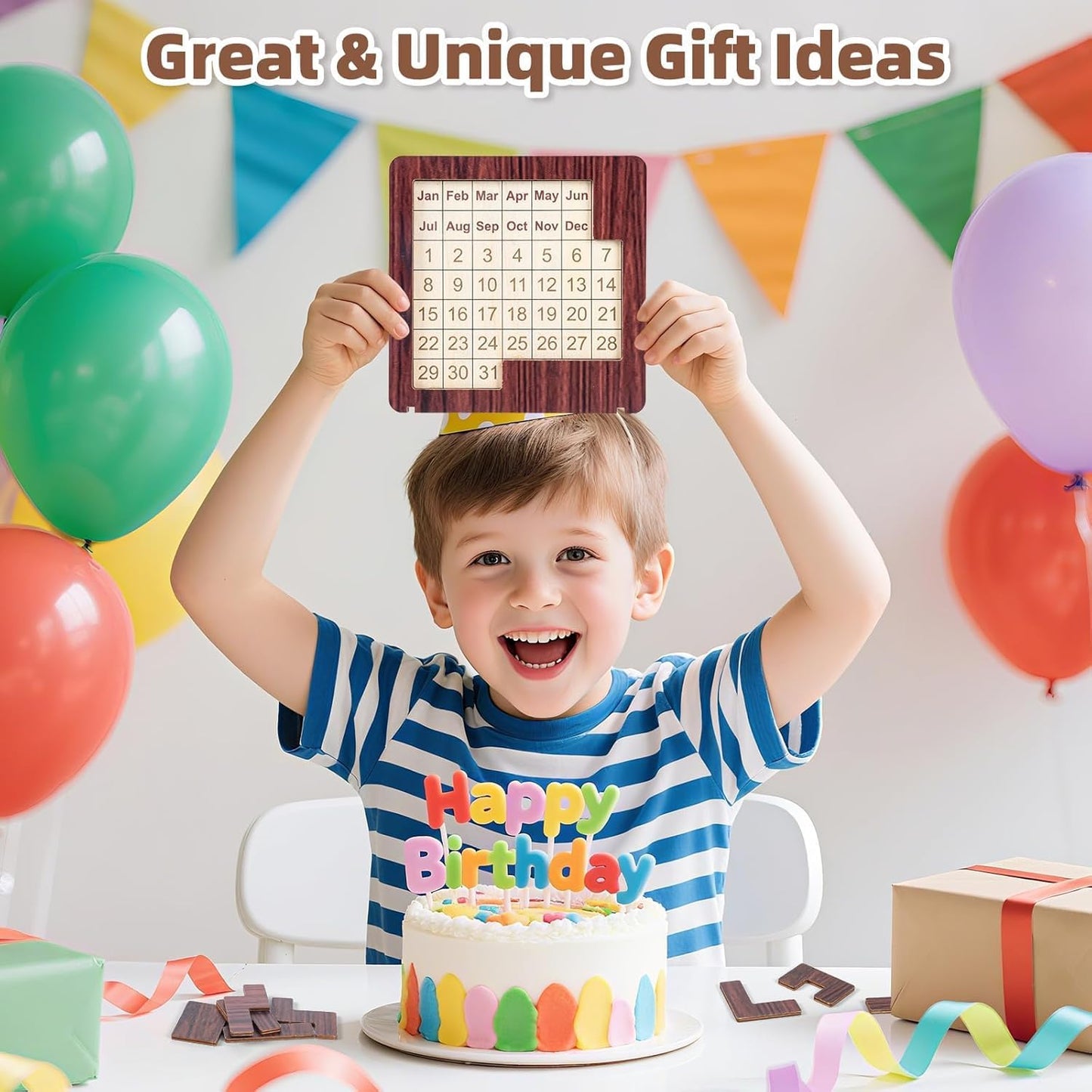 Wooden Calendar Puzzle - 365-Day Interactive Date Tracker | Logic Challenge Desk Decor for All Ages