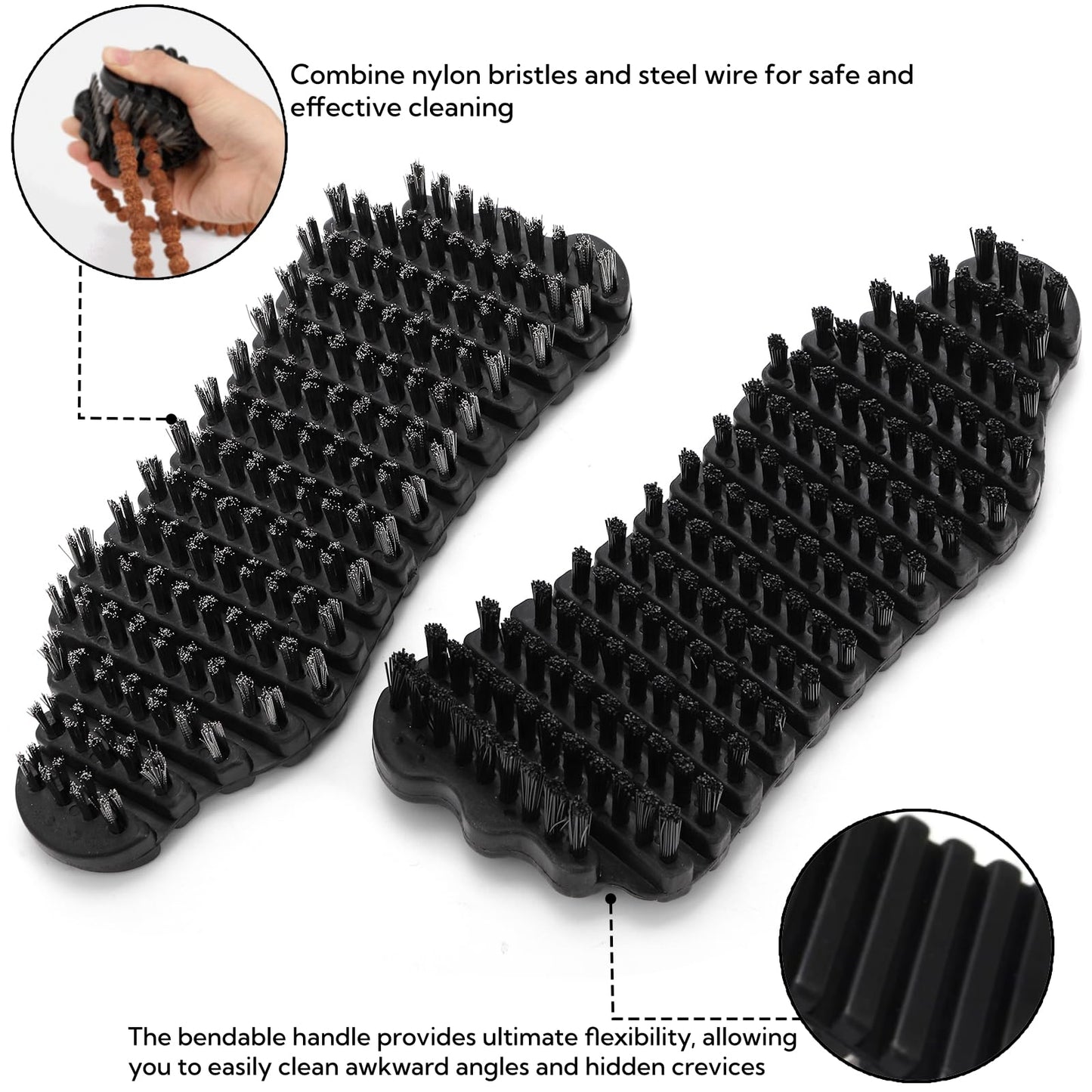 YIMITEE 4 Pack Barbell Brushes, Stainless Steel Wire Brush Nylon Brush Set, Weightlifting Bar Cleaner, Stiff Wire Scratch Bristle for Strength Training Bar, Gym, Cleaning, Rust Dirt Removal