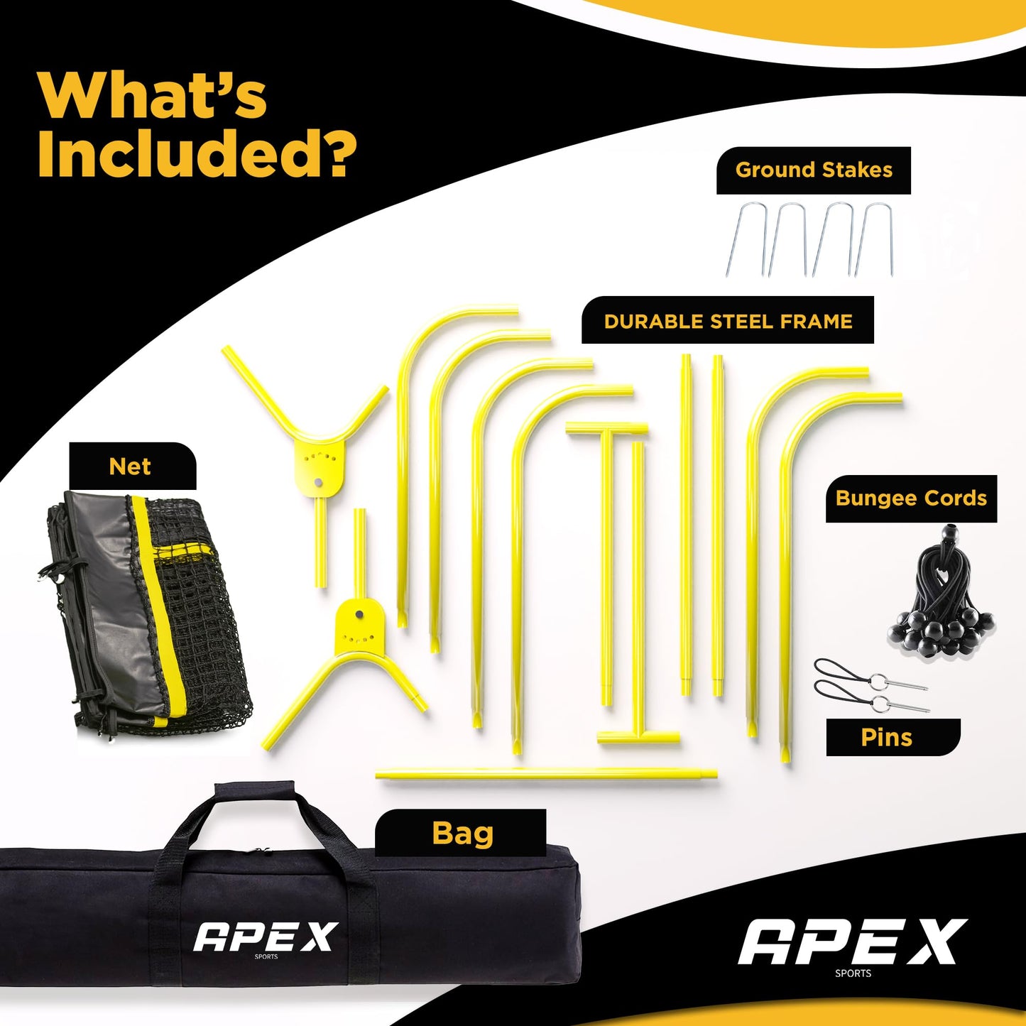 Apex Sports Professional Lacrosse Rebounder Volleyball Rebounder (4x7 Feet) - Adjustable 5 Angles, Soccer and Baseball Rebounder Practice Net with Precision Target Strip, Sturdy Frame