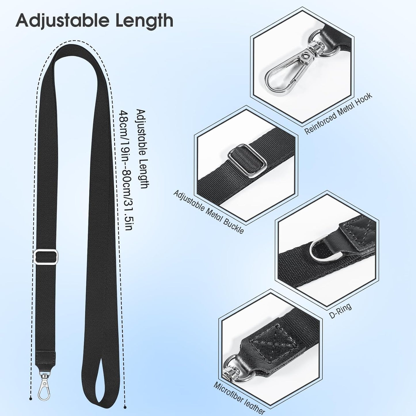 Cordivo 2 Pack-2Adjustable Strap,2Letter Cell Phone Lanyard Crossbody Patches,Universal Neck Strap Compatible with Most