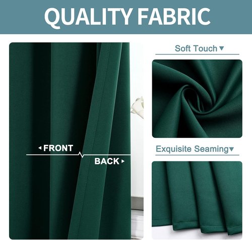 ChrisDowa Small Window Curtains - Grommet Thermal Insulated Room Darkening Panels (Forest Green, 34 x 36 Inch)