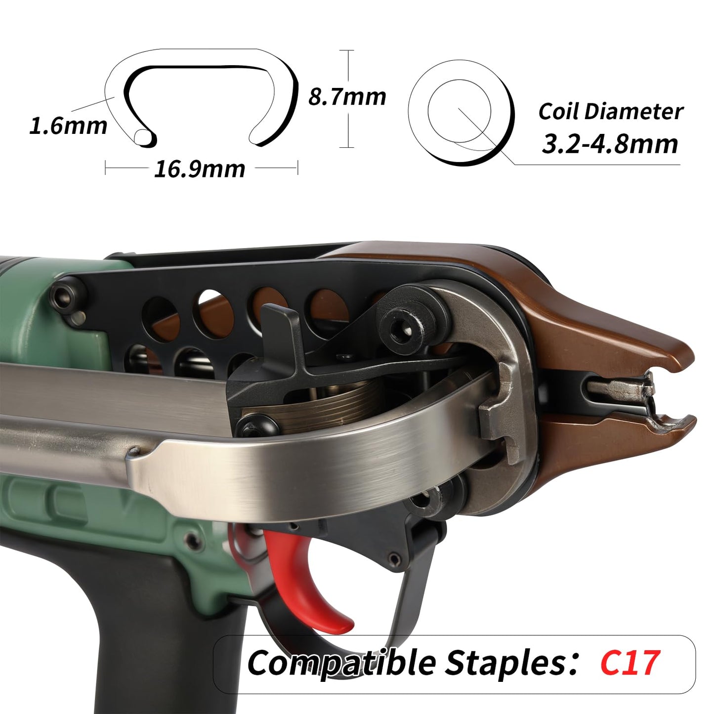 SMOS-X C-760Q Pneumatic Hog Ring Pliers 16 Gauge 3.2-4.8mm Closure Diameter C Ring Piler Pneumatic C Ring Tool Hog Ring Plier C Ring Gun for Mattress Applicable to Wire Cages,Spring Mattress,Fencing