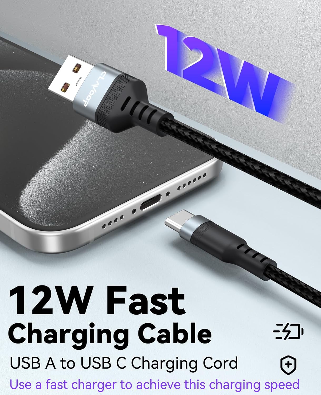 25ft 12W, 2.0 25 480Mbps 17/16/15, S25/24/23, XL/2/3/4XL, V30, USB C Cable Fast Charging Extra Long USB A to USB-C