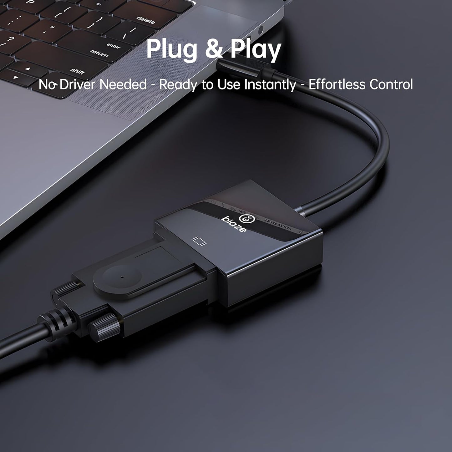 biaze 1080p@60Hz USB C to VGA Adapter, PlugandPlay Type C to VGA Converter for Phone, Laptops & PC Video Output