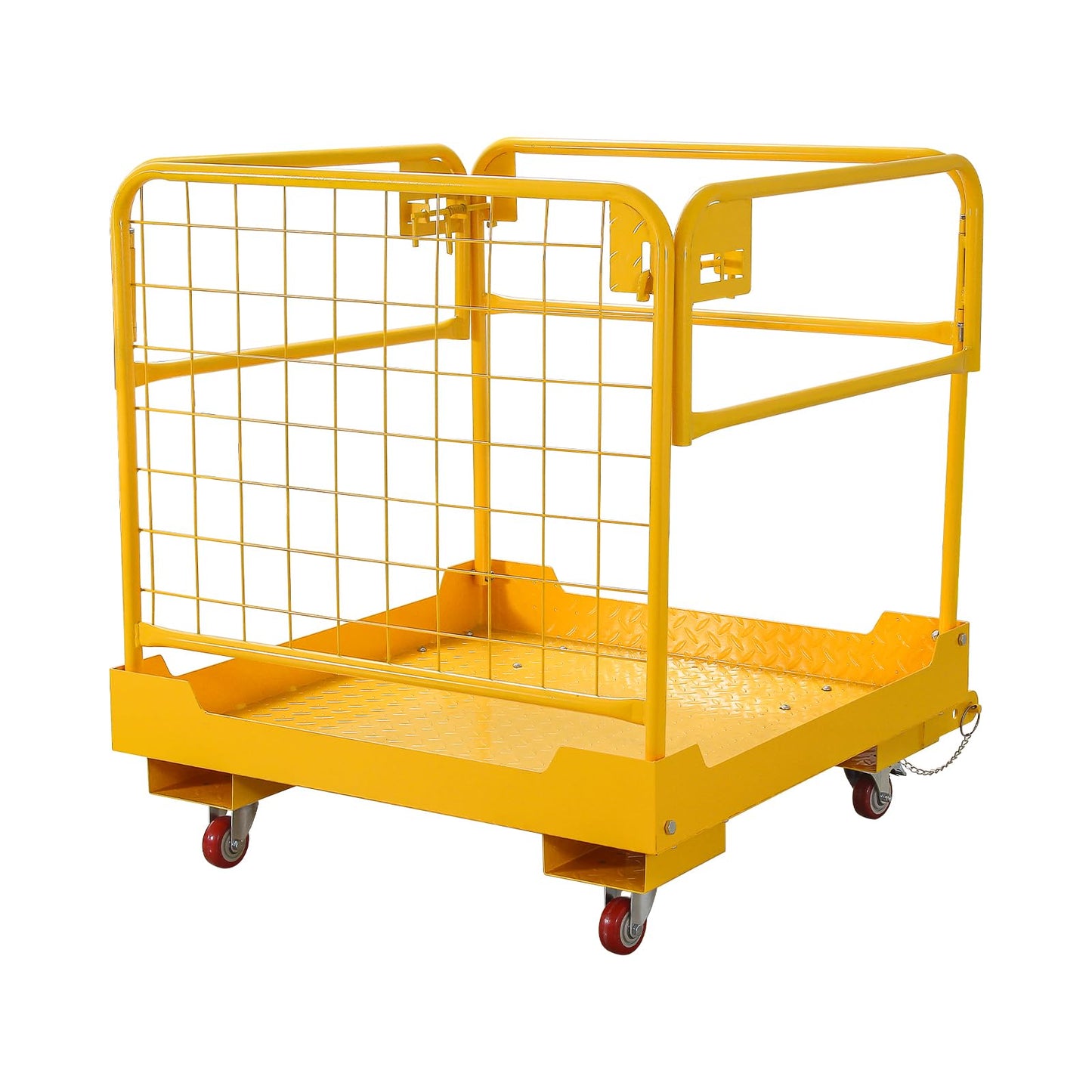 Migoda Forklift Safety Cage 36 x 36 inches, 1200 lbs Capacity Man Basket, Folding Work Platform with 4 Wheels, Collapsible Cage Lift Basket for Aerial Jobs