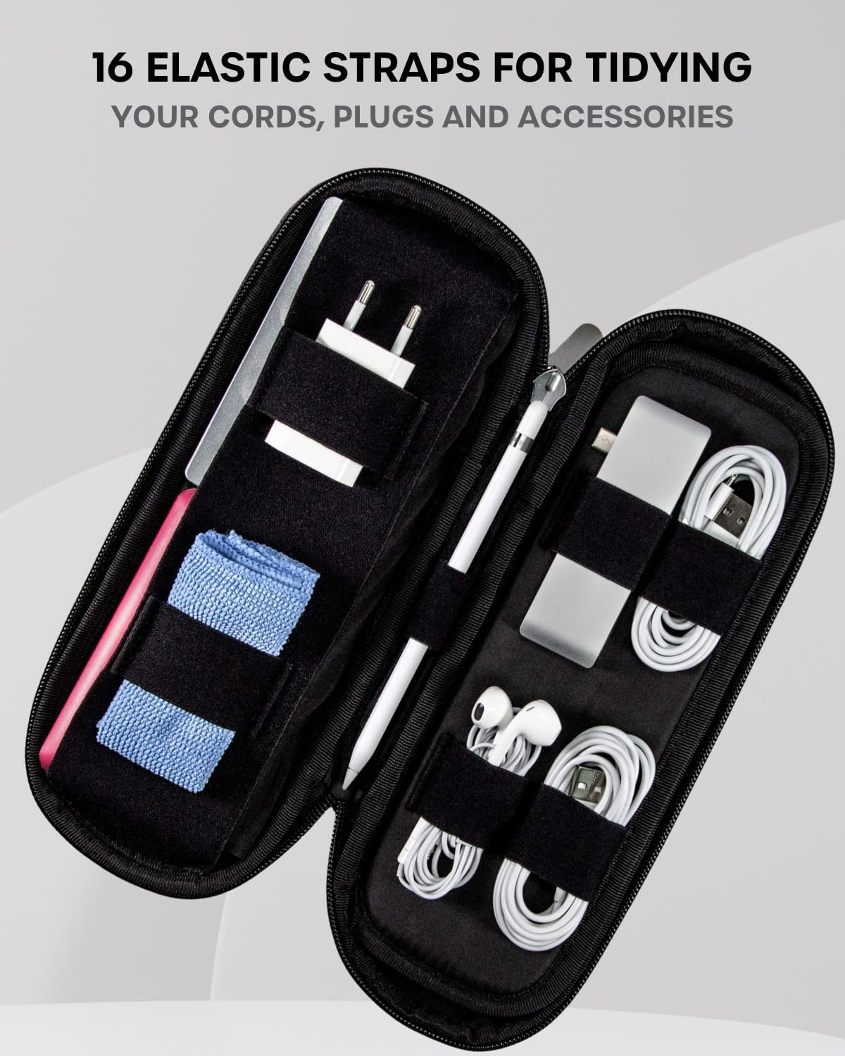 SIDE BY SIDE Electronics Organizer Travel Case for Cables, Charger, Power Bank Tech Bag for MacBook Accessories