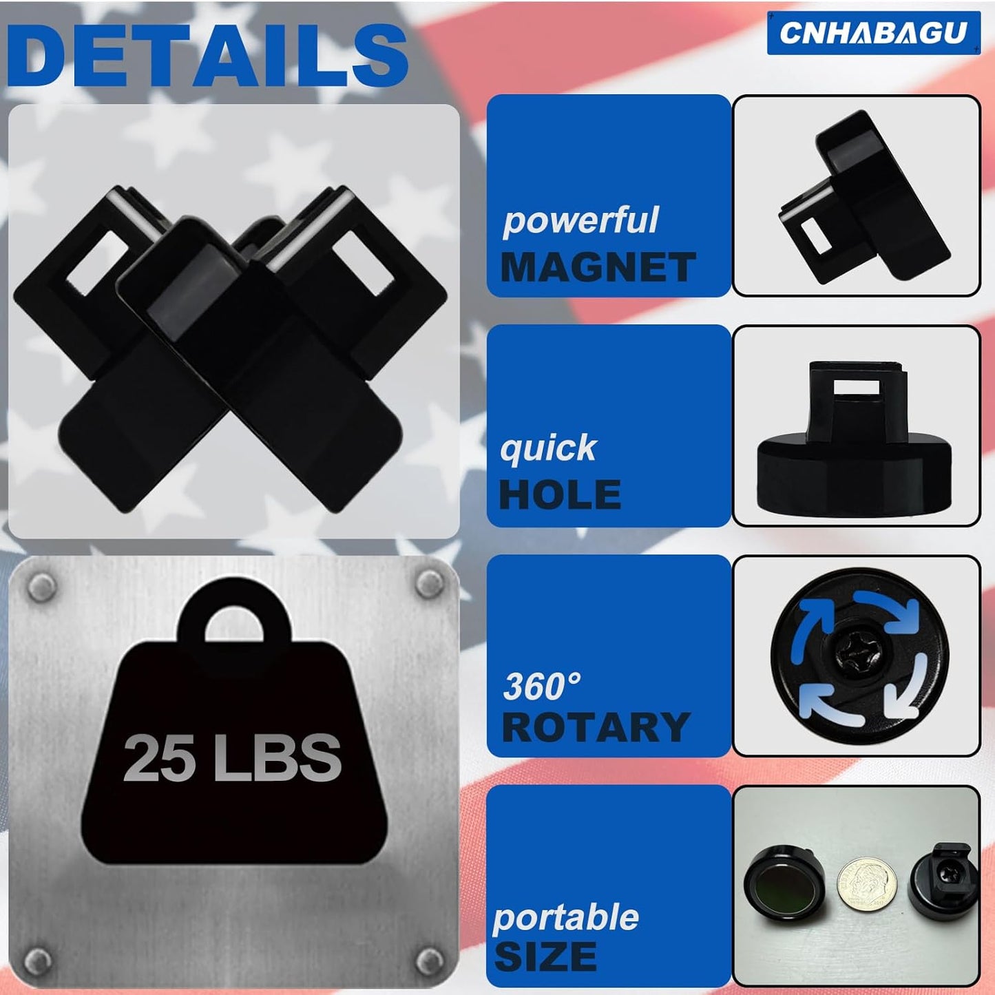 25LBS 12 Magnet Zip Tie Mount Magnetic Zip Ties Mount Strong Multipurpose Wire Cable Holder Mount Wire Clips Management