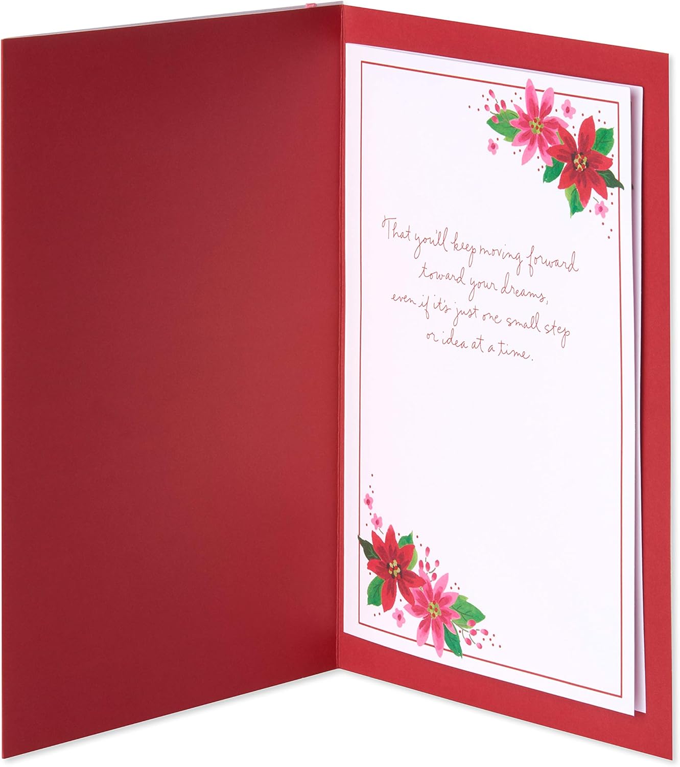 American Greetings Christmas Card - Festive Floral Design with Poinsettias & Ribbon for Daughter