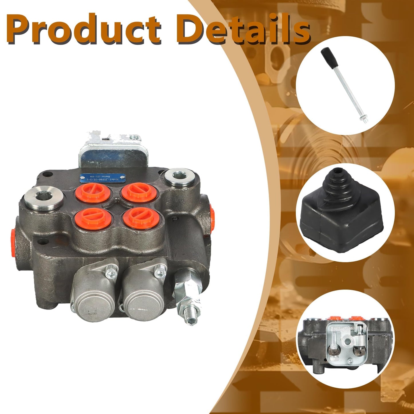 kimllier 2 Spool Hydraulic Valve 21GPM 3625PSI Hydraulic Directional Control Valve w/Joystick SAE Ports Double Acting Valve