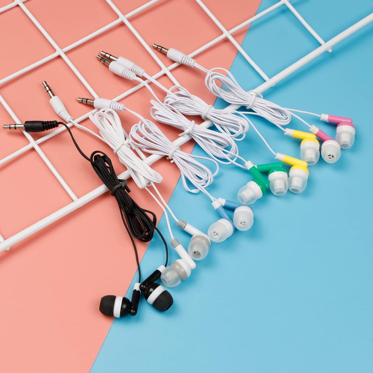 50 Pack (6 Kids Bulk Earbuds Headphones Multi Colored Wholesale Wired Earphones Perfect for School Classroom Libraries