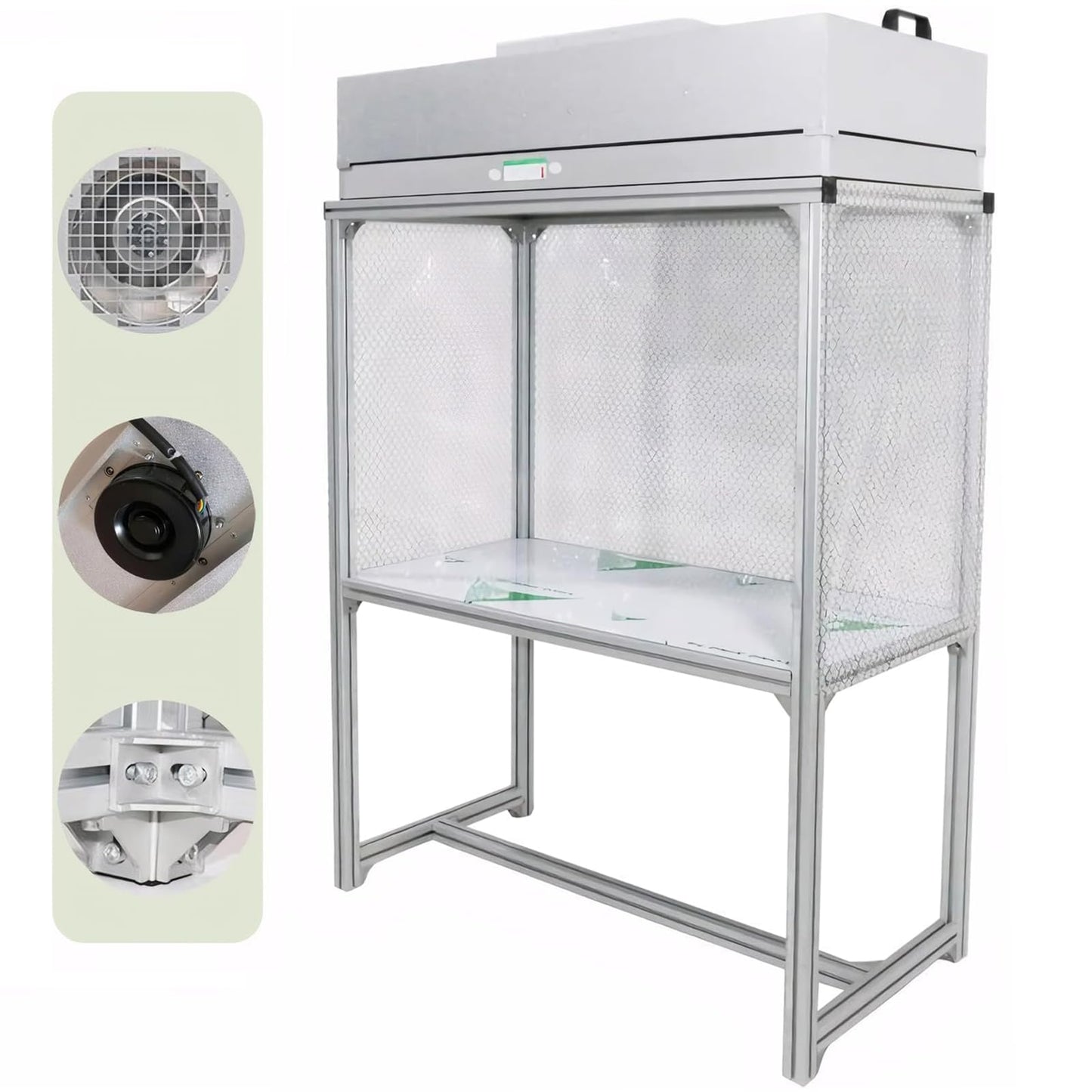 INTSUPERMAI Vertical Laminar Flow Hood Air Flow Clean Bench Workstation with HEPA Aluminum Blade Fan Rated Air Volume 706cfm Dust Free Room Workshop for Dust Free Work Operatiom 110V