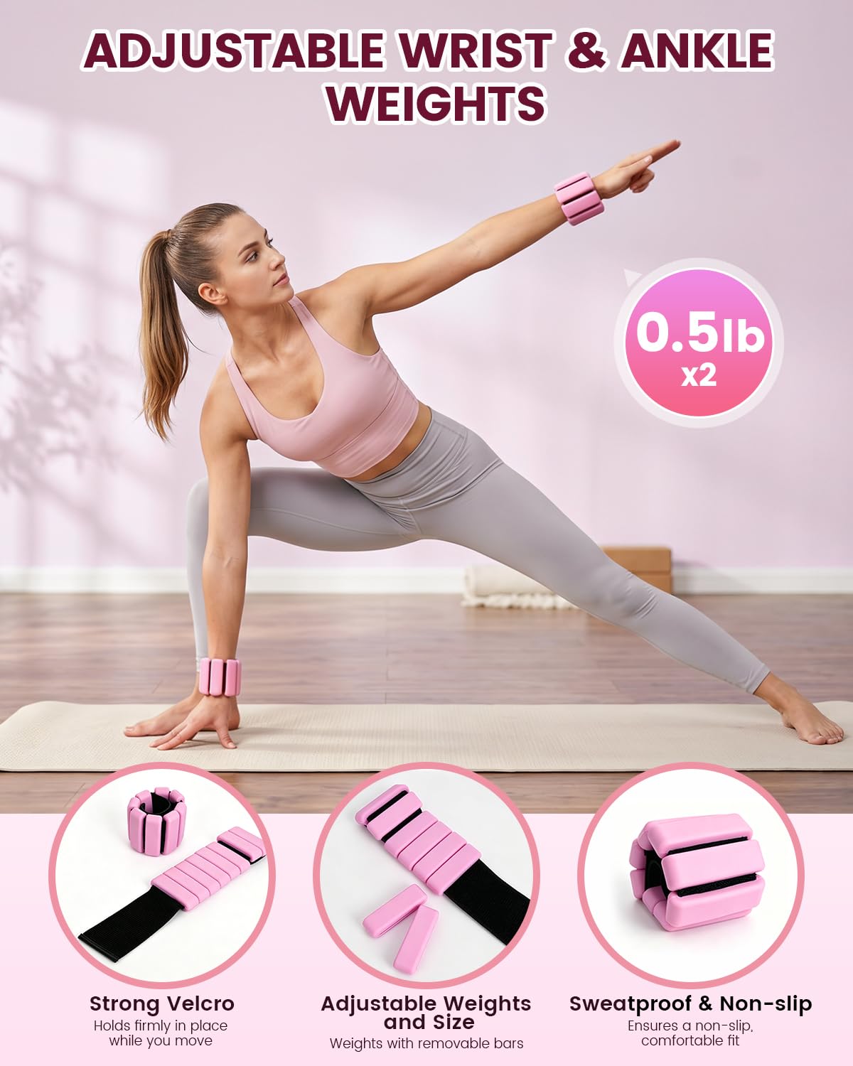Pilates Kit 24PCS for Women, Pilates Equipment Ring Ball Set with Magic Circle,Resistance Bands Yoga Strap Wrist Ankle Weights Accessories for Beginner Home Fitness Gym Workout(Pink)