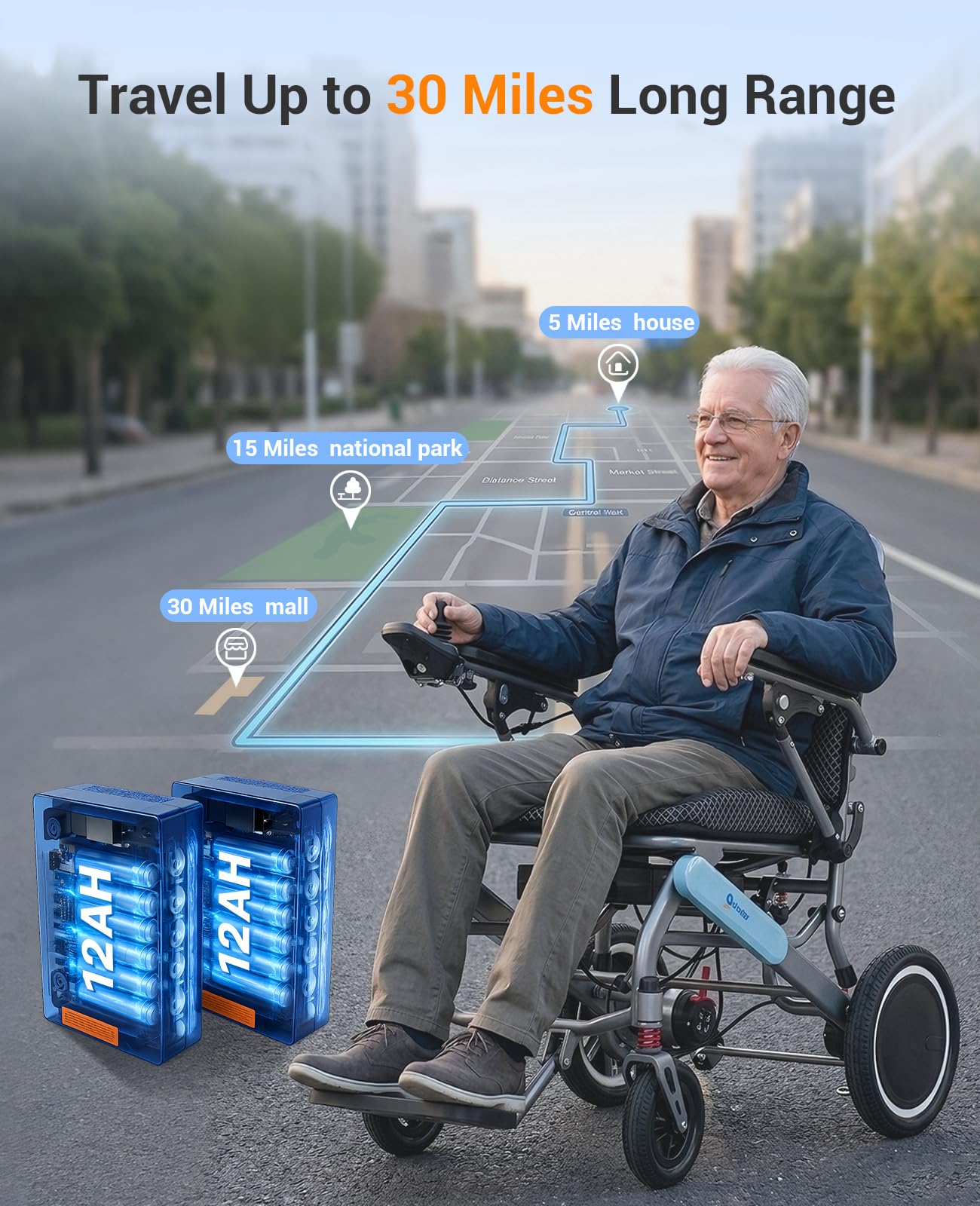[2026 Upgraded] Aotedor Lightweight Electric Wheelchair for Adults,Only 39 lbs Foldable Power Wheelchair,Up to 30 Miles Range,Dual Batteries,Ergonomic Comfort,Suspension Support,Airline Approved