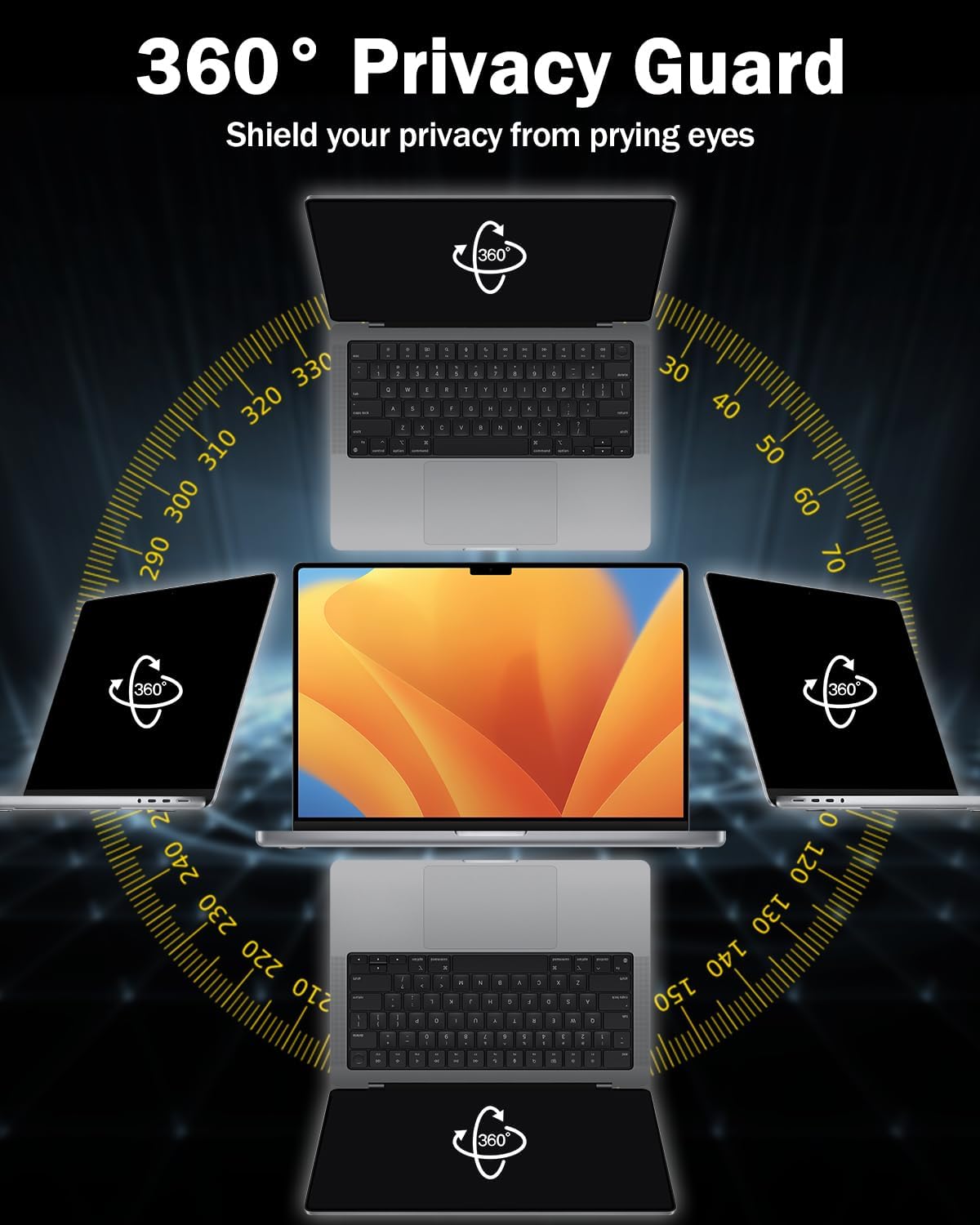 15.6 Inch 360 15.6" 16:9 F FORITO Laptop Privacy Screen Protector, Anti Peeping and Anti Glare Laptop Privacy Shield
