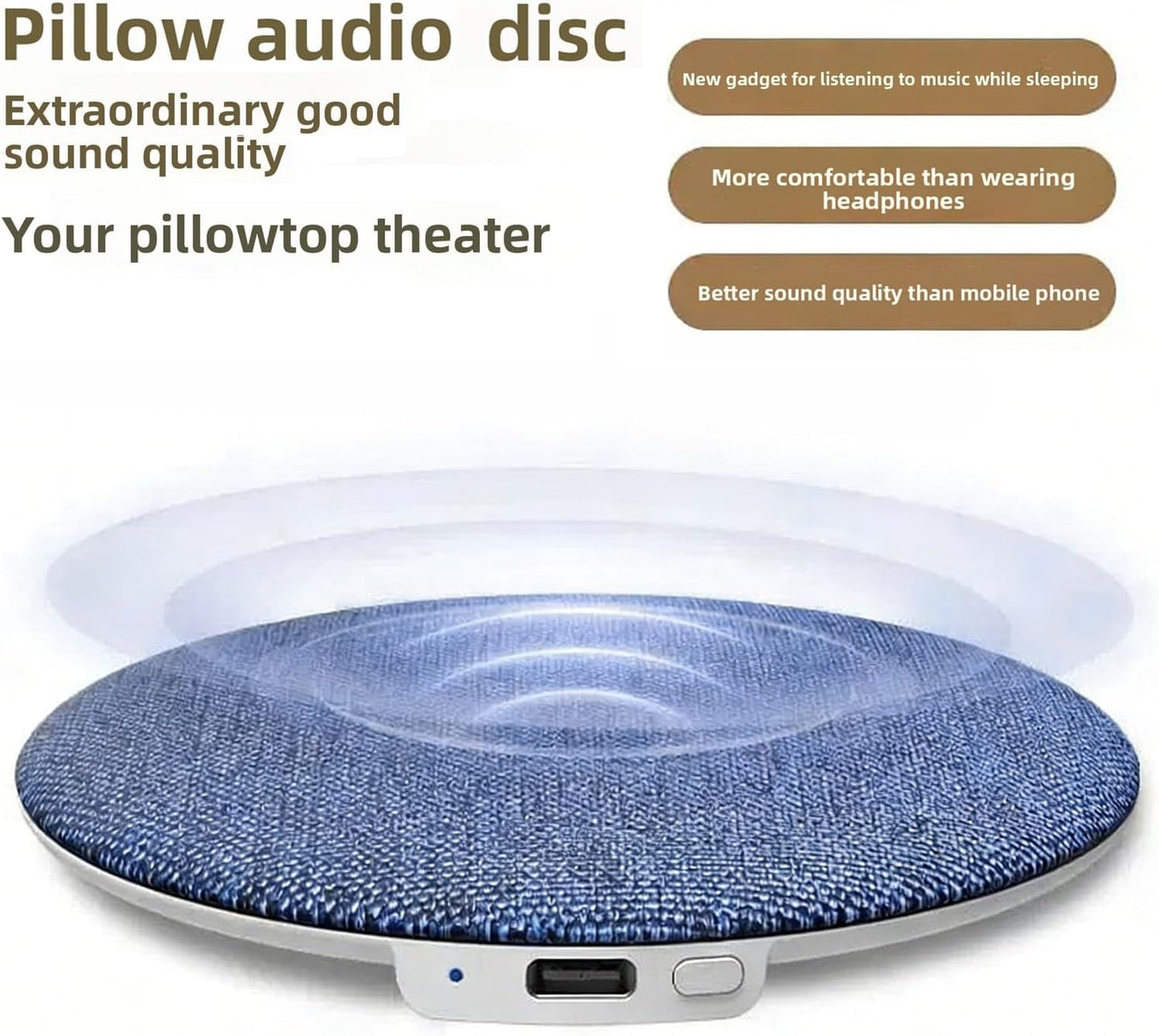 VBESTLIFE Pillow Speakers for Sleeping, Bluetooth Pillow Speaker with White Noise and Timer, Wireless Sleep Aid