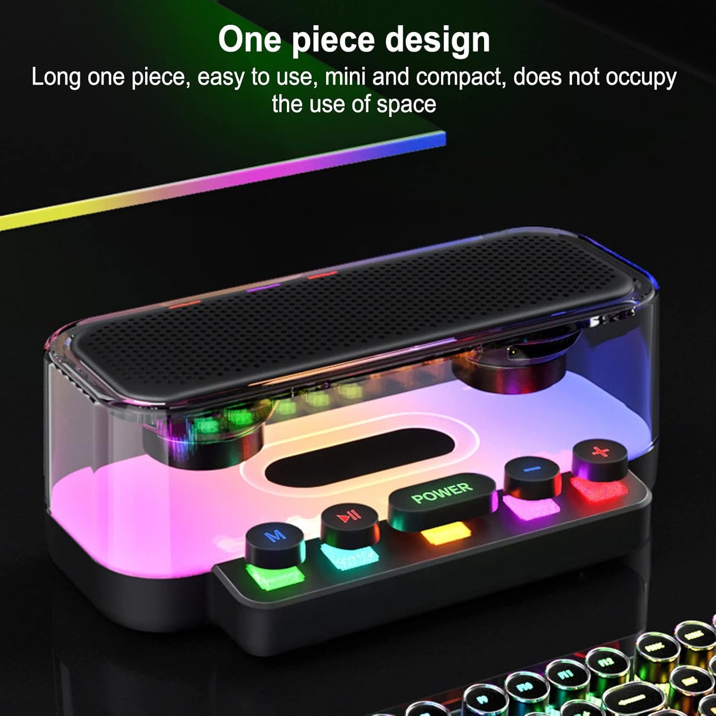 Serounder IPX5 Bluetooth Speaker, Portable Speaker with Stereo Sound, RGB Lights, Mechanical Buttons, Water Resistant