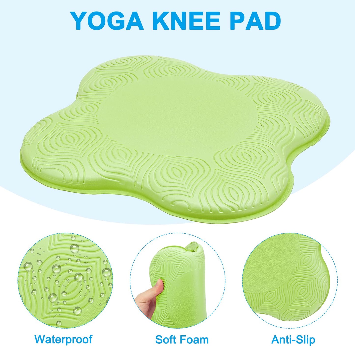 PATIKIL Yoga Knee Pads Cushion 2 Pcs PU Foam Yoga Knee Mat Extra Thick Pilates Kneeling Pad for for Women Men Wrist Hands Head Exercise, Green